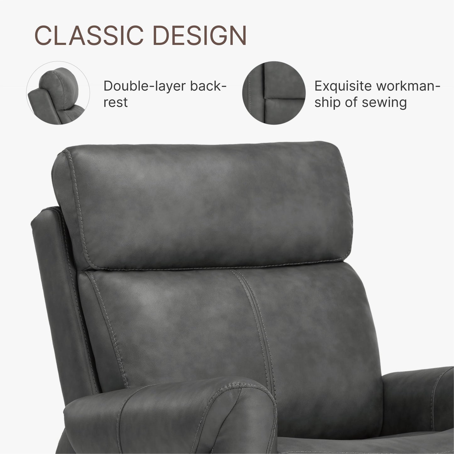 KISLOT Wall Hugger Recliner Chair for Adults, Faux Leather RV Recliner with USB Charging Ports Electric Power Reclining Sofa for Living Room Home Theater Seating Bedroom