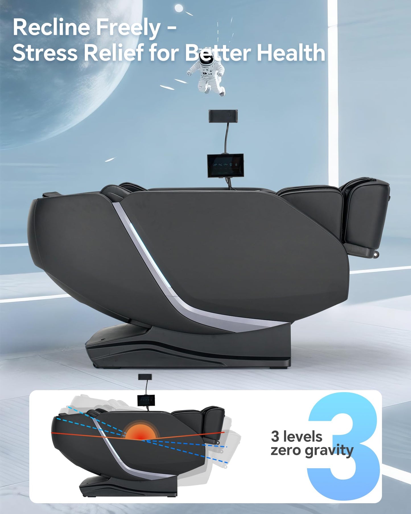 4D Smart Massage Chair Full Body - Zero Gravity Massage Chair Recliner with 53" SL Track, 15 Auto Modes, Body Scan, Heat & App Control - Luxury Shiatsu Massager for Sports Recovery & Home Office,Black