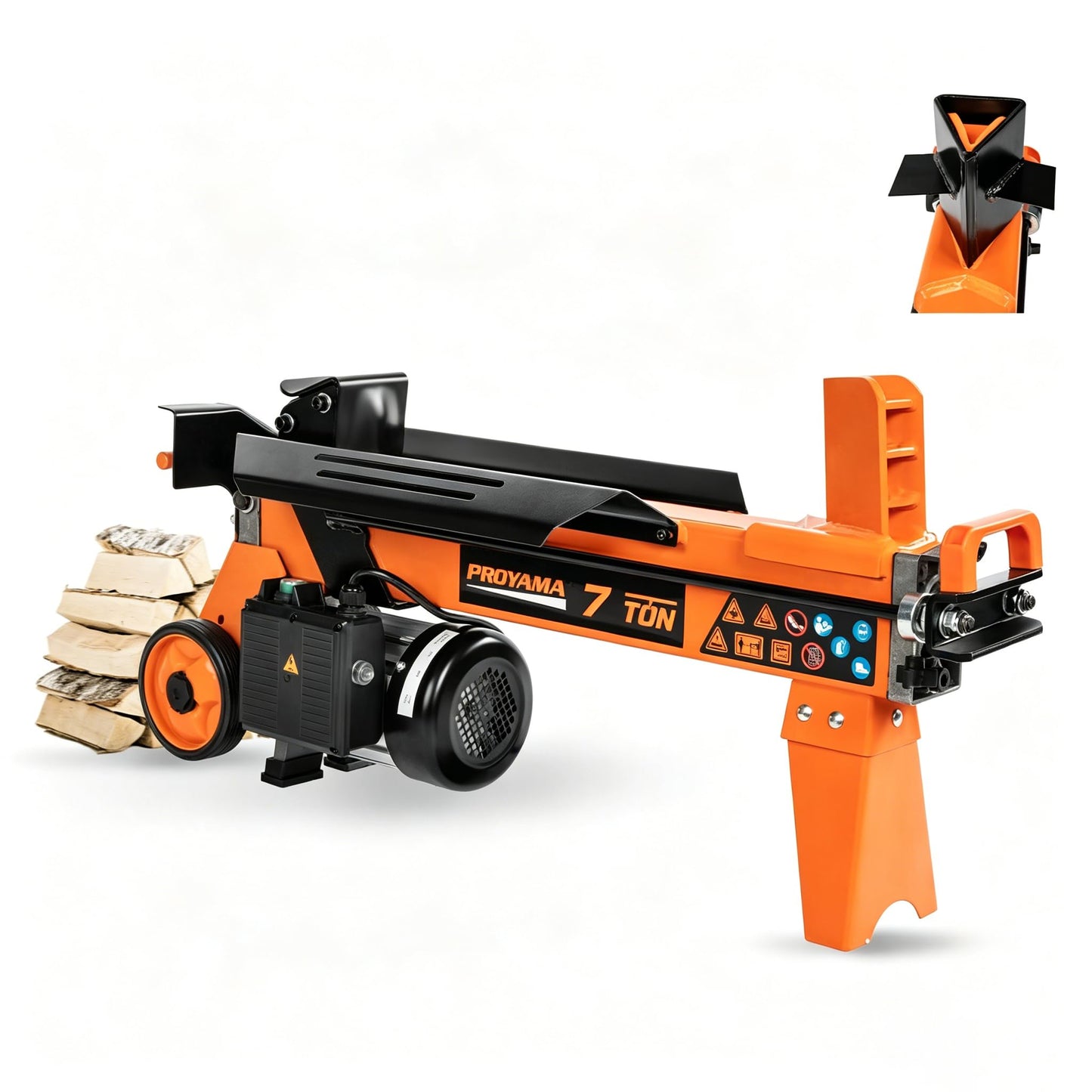 PROYAMA Electric Log Splitter, 7Ton 2700W 15A Motor, Firewood Splitting Machine, Hydraulic Electric Powered Wood Splitter