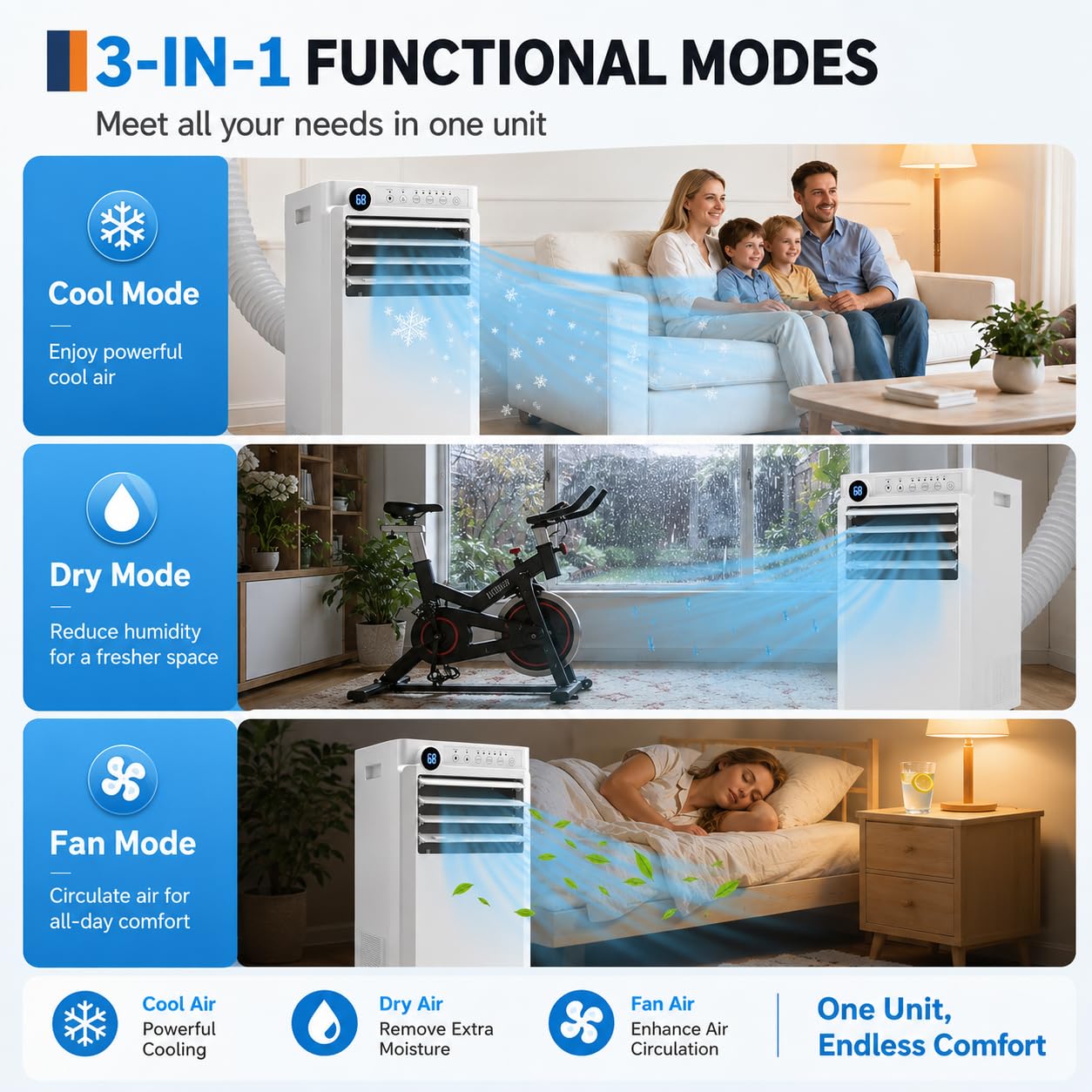 Portable Air Conditioner, 8000 BTU Small Portable AC Unit for Rooms to 350 Sq. Ft. with Cooling, Dehumidifier & Fan Modes, Remote Control, LED Display, 24H Timer, Window Kit, for Bedroom, Office, Dorm
