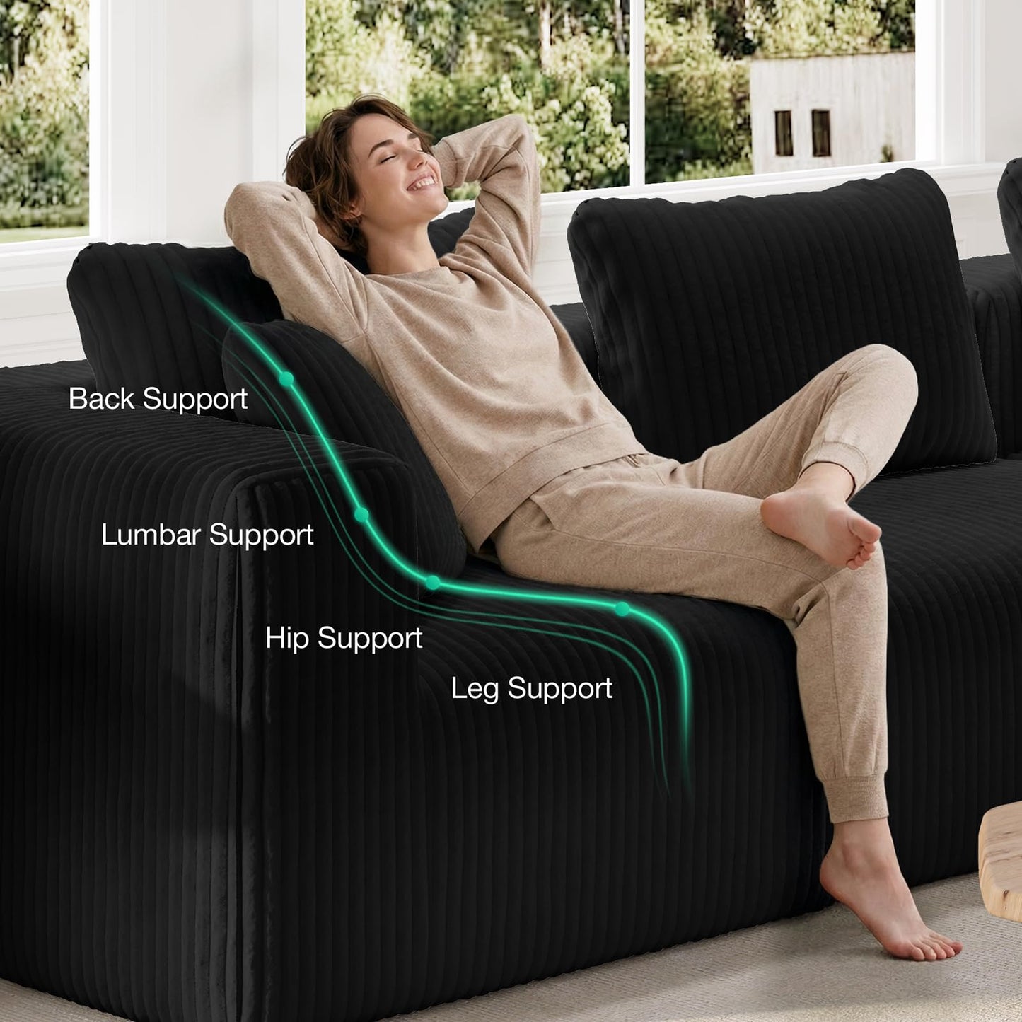Novilla 106" Modular Sectional Sofa, Modern Cloud Sectional Couch with Smarts Coil® Support, L-Shape Boneless Couch for Living Room Apartments Bedroom, No Assembly Required (3 Seat w/ 1 Ottoman)