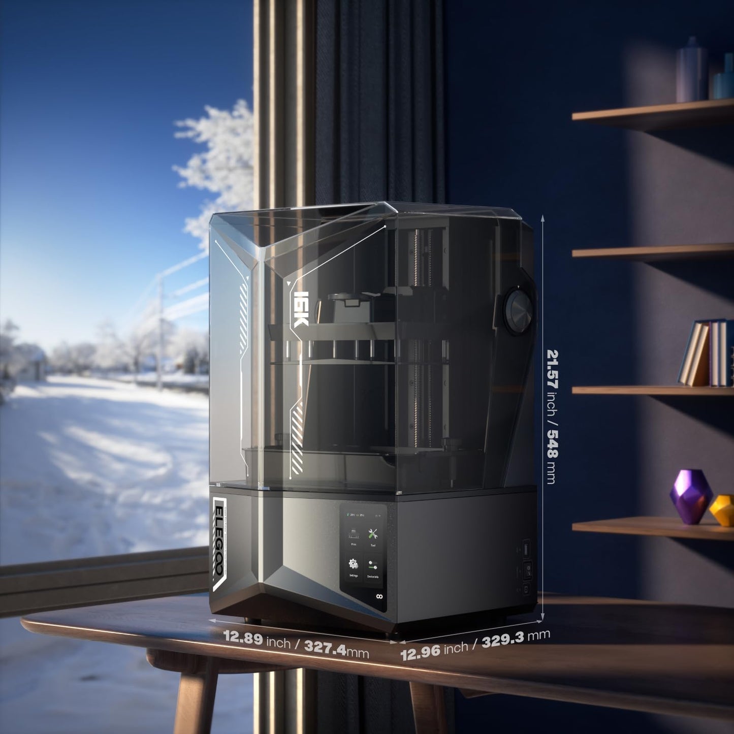 ELEGOO Saturn 4 Ultra 16K Resin 3D Printer with 10" 16K Mono LCD and Flip-up Lid, Smart Tank Heating at 30 °C, 150mm/h High Speed Printing, Large Printing Size of 8.33 × 4.66 × 8.66 Inches