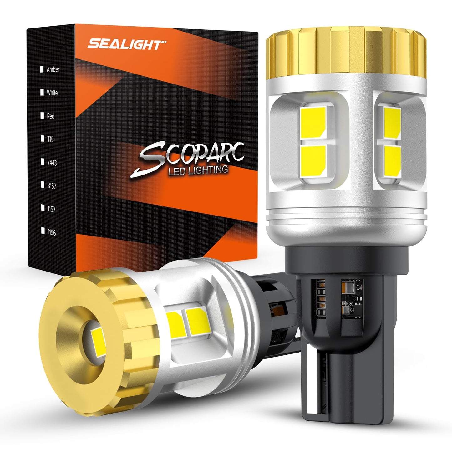 SEALIGHT 921 LED Bulb 6000K White Tail Light, 1200% Bright, for 912 906 904 902 922 Models, 2PCS