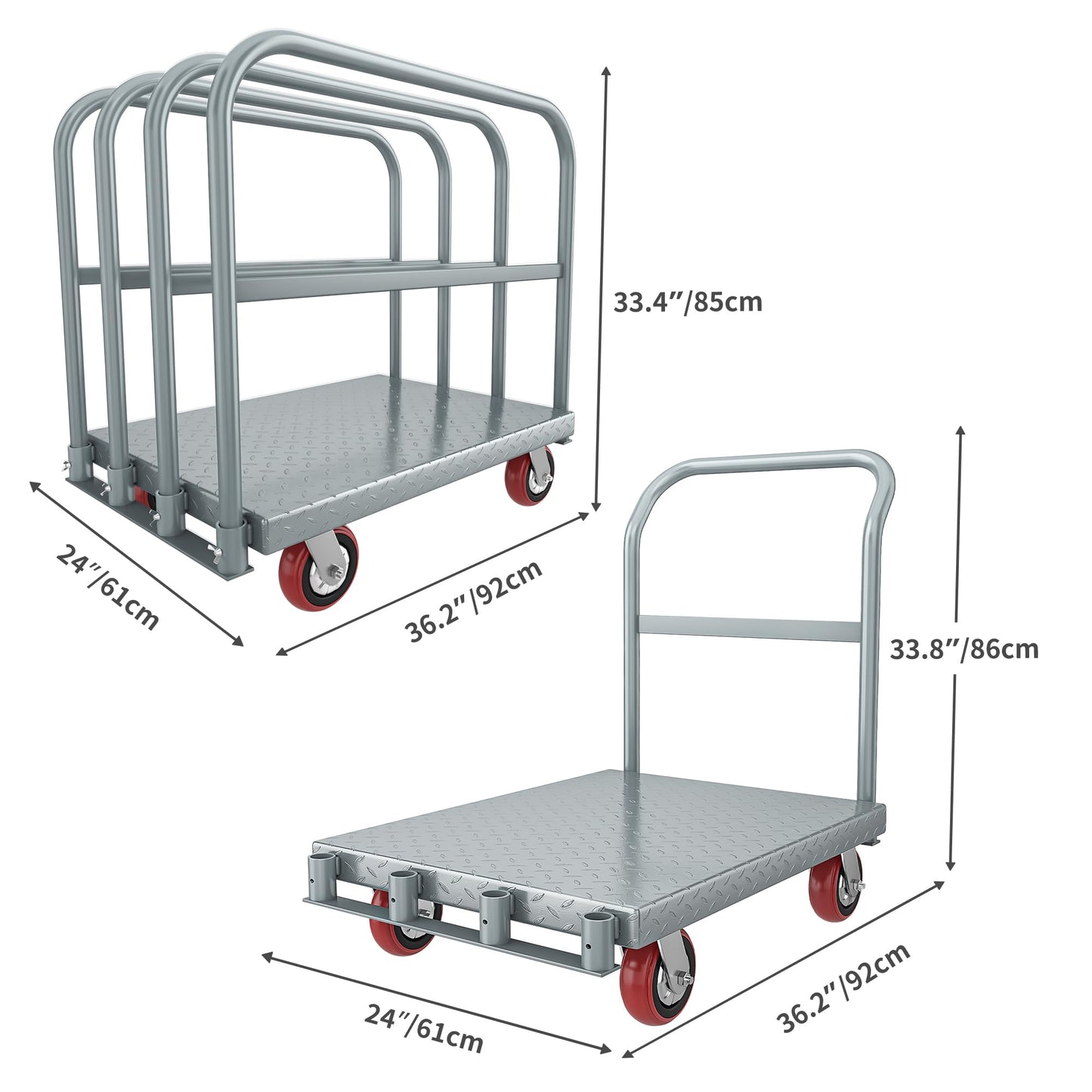 YITAHOME 2-in-1 Steel Panel Truck Cart 22LBS with 4 Swivel Casters