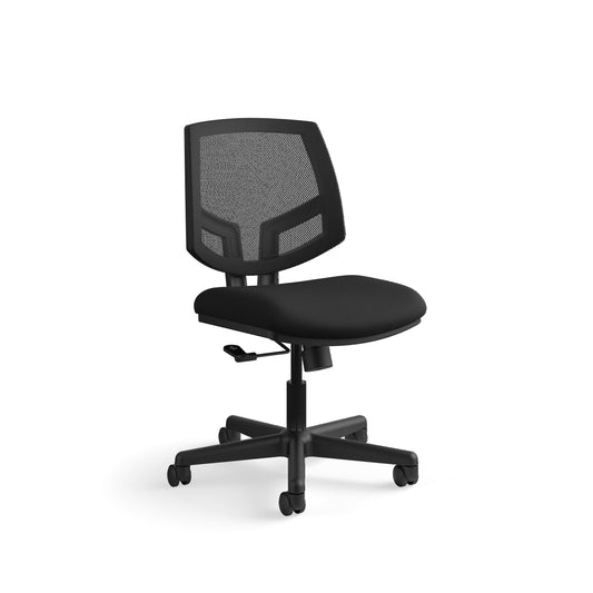HON Volt Ergonomic Office Chair with Mesh Back, Armless Fabric Desk and Computer Chair with Center‑Tilt Recline and Wheels for Home Office or Workstation, Black