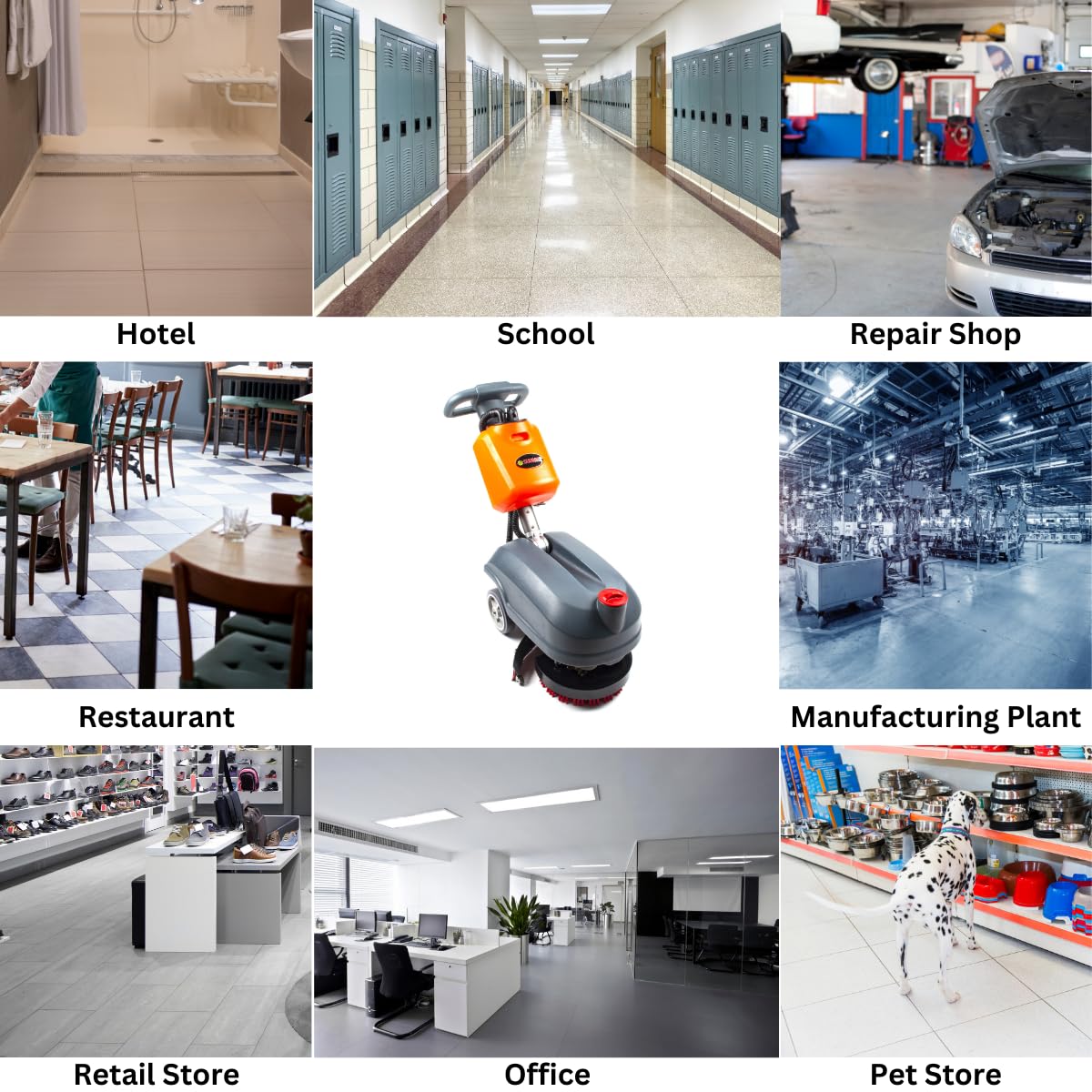 14" Commercial Compact Floor Scrubber Dryer Machine, 14500 sqft/h, 4-Gal Sewage Tank, 3.5 Hour Fast Charging Efficient Cleaning for Hard Floors | RT15+