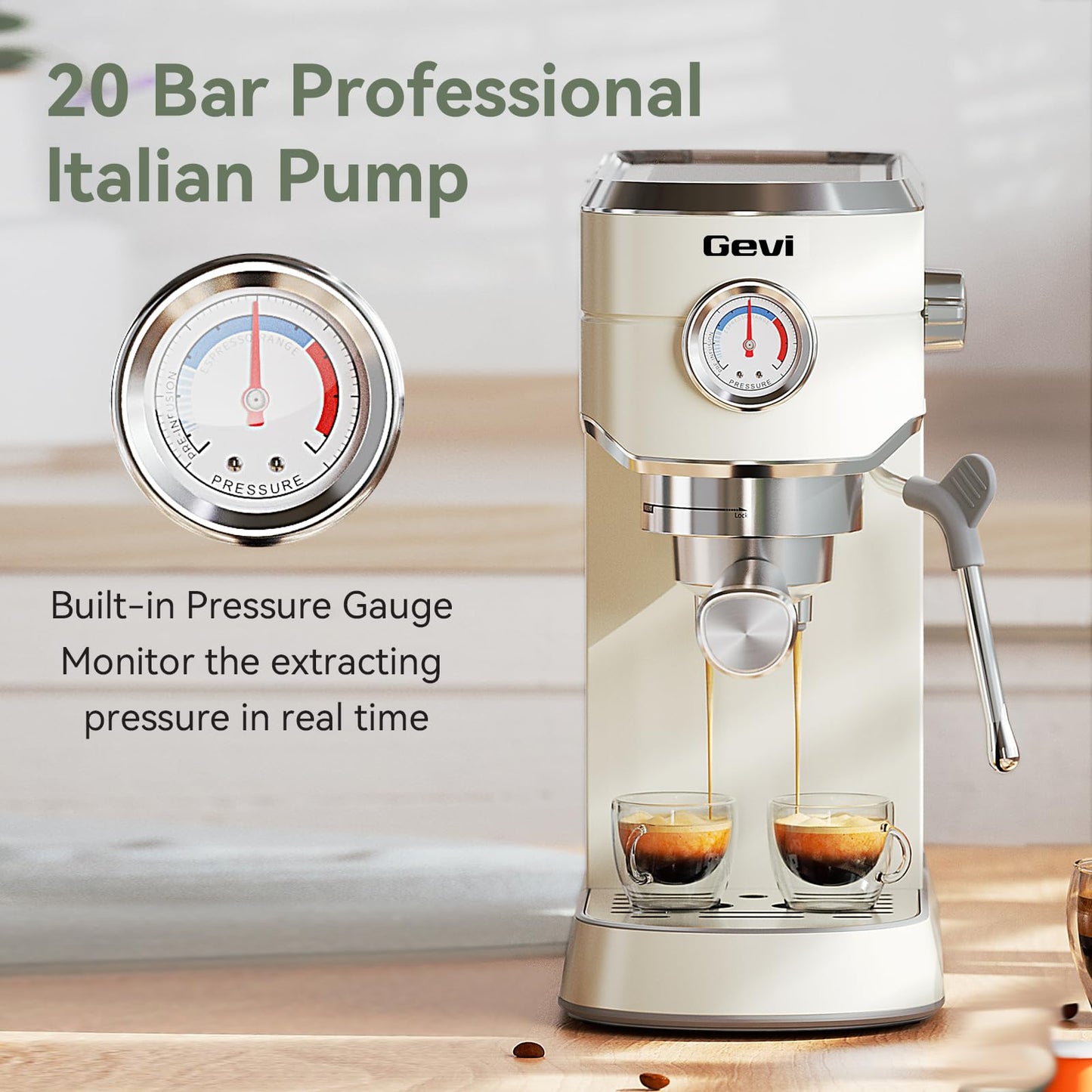 Gevi Commercial Espresso and Coffee Makers, Professional Espresso Maker Latte Machine with Milk Frother, Stainless Steel Expresso Coffee Machines for Home, Compact Cappuccino Machine, Great Gift