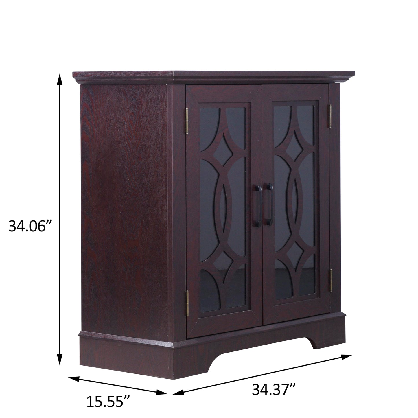 GDFStudio Modern Buffet Sideboard Cabinet, Storage Cabinet with 2 Tempered Glass Doors & Adjustable Shelf, Freestanding Credenza Buffet for Dining Room Kitchen, Accent Cabinet Coffee Bar, Ox Blood Red