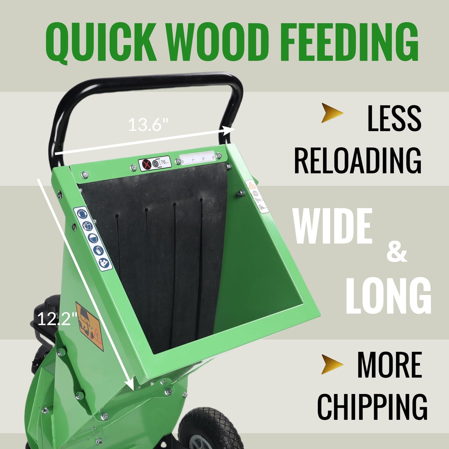 GARDENBEAUT S1 Wood Chipper, 20: 1 High Reduction Ratio, 7 HP 212cc Heavy Duty Engine Gas Powered, 3" Max Wood Diameter Capacity, Robust Shredder Mulcher with Large Cutting Rotor