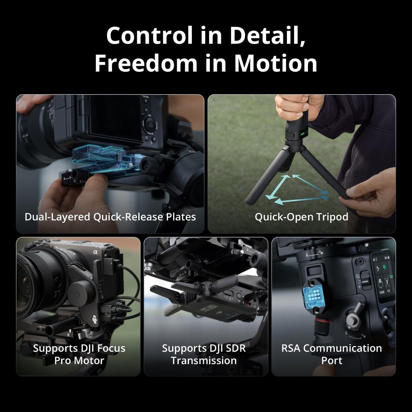 DJI RS 5 Combo, Gimbal Stabilizer for Camera Canon/Sony/Panasonic/Nikon/Fujifilm, Intelligent Tracking, Electronic Briefcase Handle, Fine-Tuning Knobs, New Z-Axis Indicator
