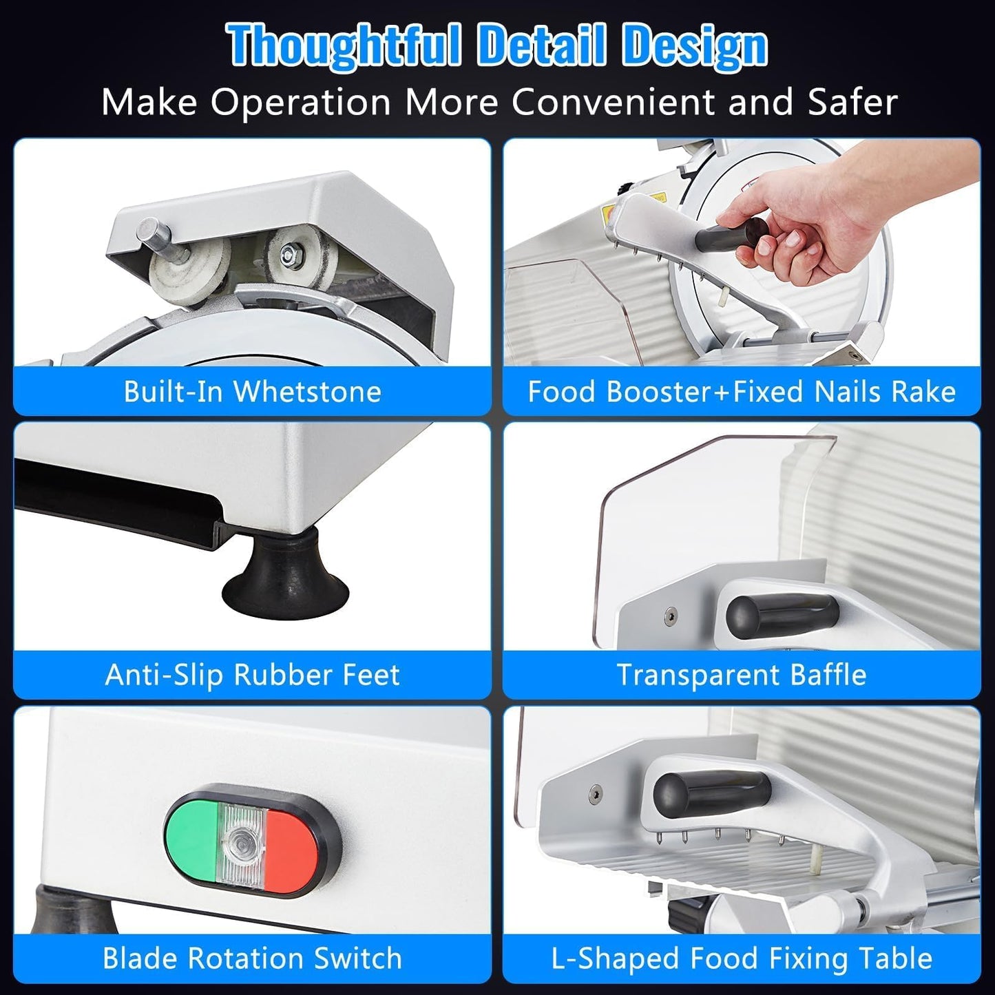 550W Dual Motor Meat Slicer Machine, 10" Alloy Steel Blade, Adjustable 0–14mm, Automatic Sharpener, Heavy Duty Deli Slicer for Home & Commercial Use