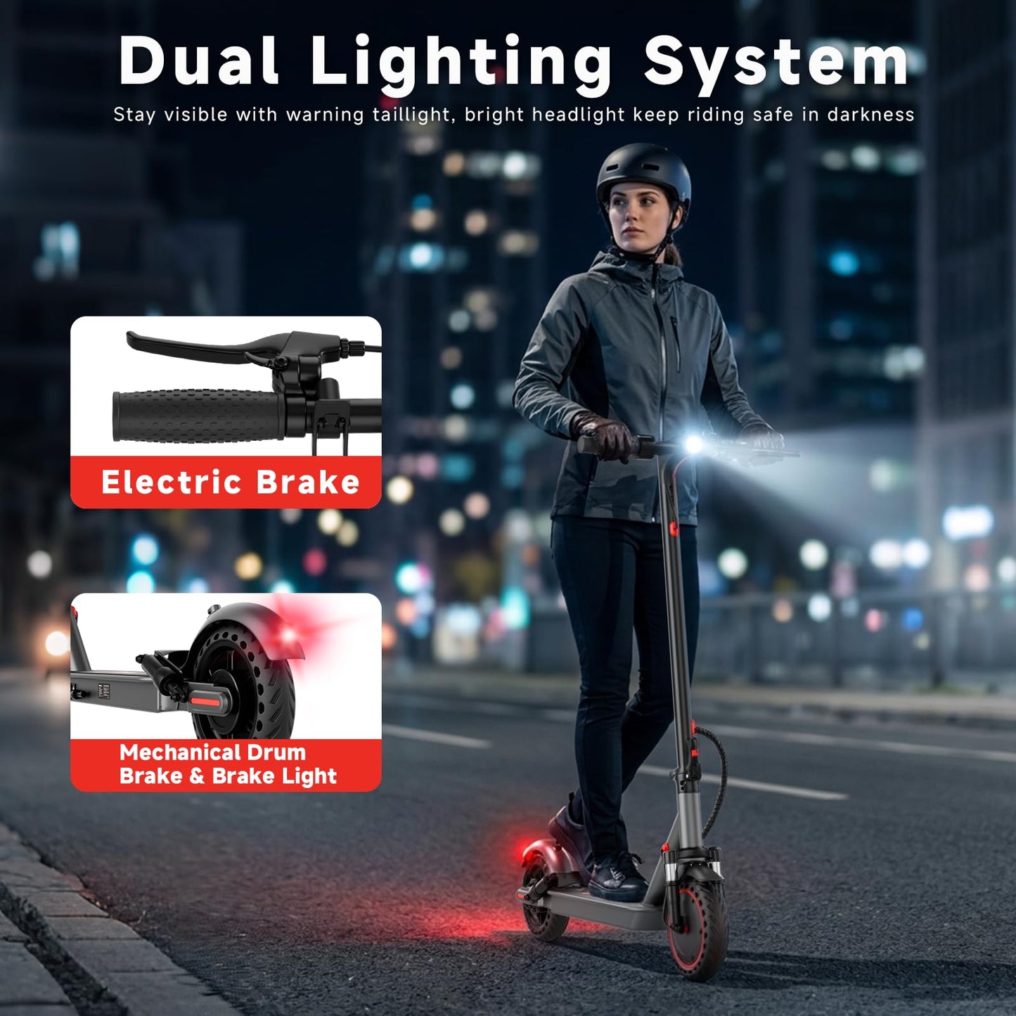 Qlaway 8.5" Electric Scooter for Adults Dual Shock absorbers 19 MPH 350W Motor,Four Modes E Scooter 15 Miles Range, Foldable,APP Control