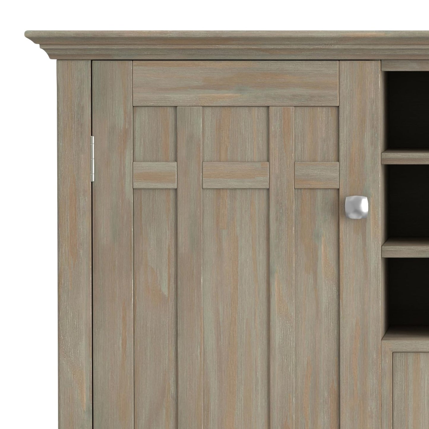 SIMPLIHOME Bedford Buffet - 54 inch Wide Solid Wood 3-Door Sideboard Buffet with Wine Rack in Distressed Grey, Transitional Cabinet for Dining Room or Kitchen with Adjustable Shelves