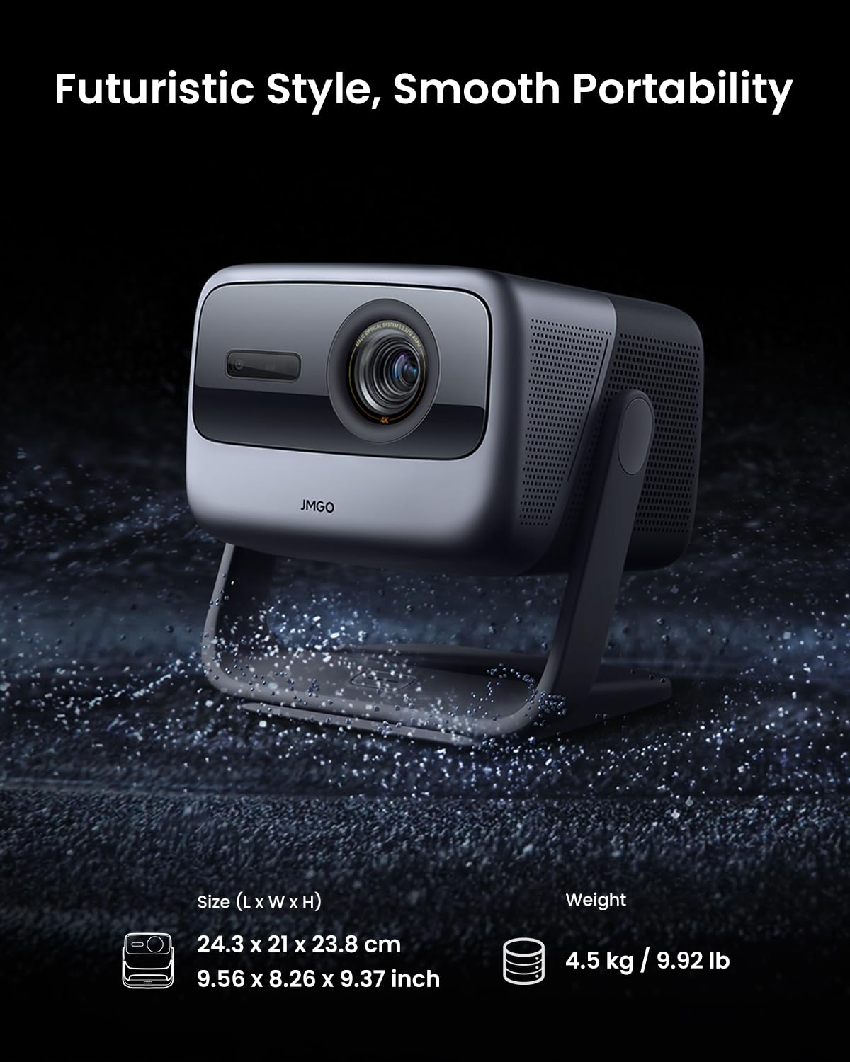 JMGO N1S Ultimate Triple Laser 4K Projector, 3300 ISO Lumens Projector, Google TV Netflix, Real-Time Auto Screen Fit, HDR10, 300", Blu-ray 3D, Home Theater Projector with 20W Dolby Digital+