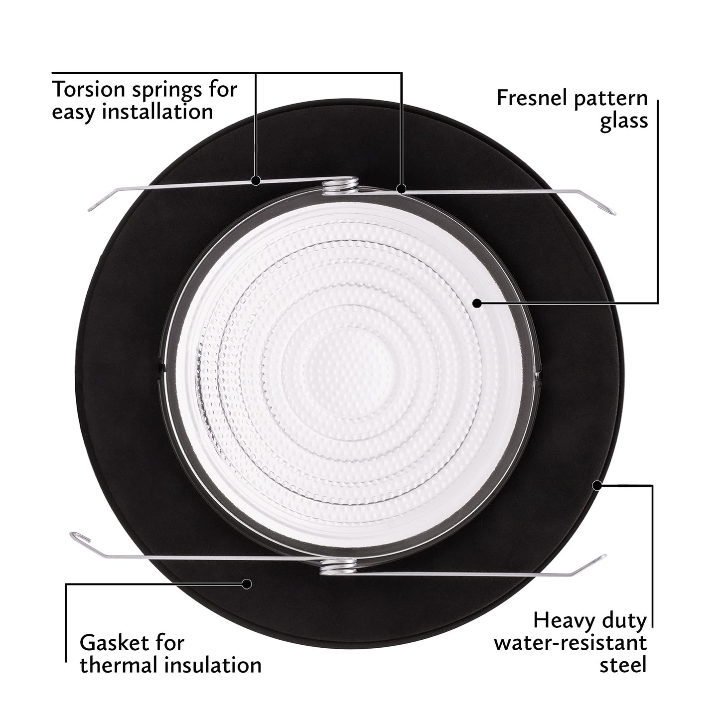 PROCURU 6-Inch Shower Trim, Oil-Rubbed Bronze, Metal with Fresnel Glass, Model B6FLRB, Wet Location, 1-Pack
