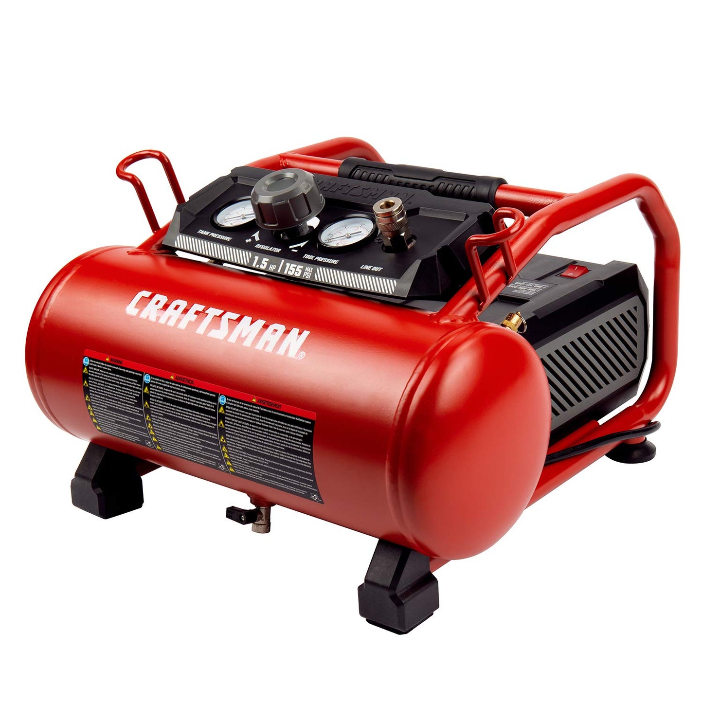 Craftsman Air Compressor 3 Gallon Portable Hotdog Air Compressor, Max 155 PSI 2.6 CFM@90psi Oil-Free Electric Workshop Air Compressors, CMXECXA0200341