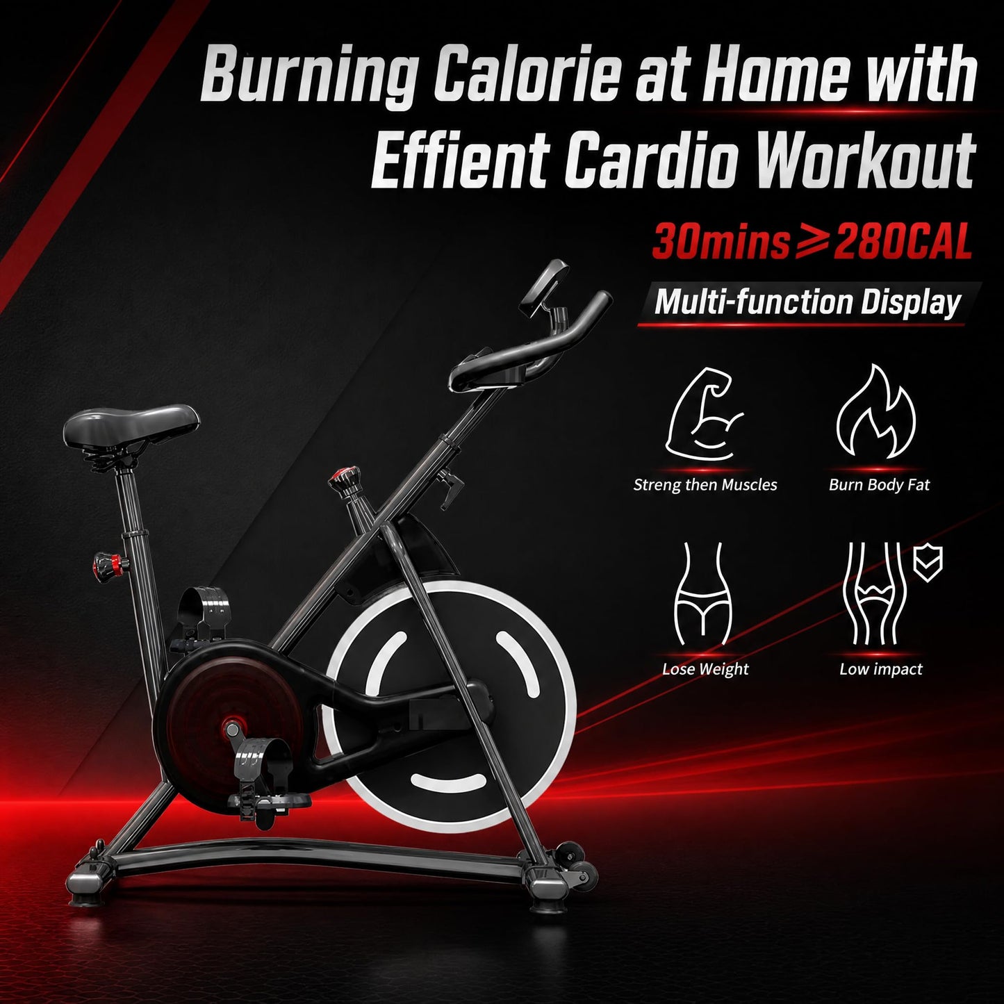 Exercise Bike, Stationary Bikes for Home, Compact Indoor Cycling Bike