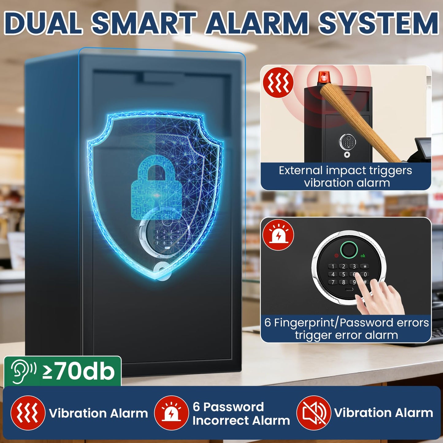 6.0 Cuft Extra Large Biometric Drop Safe for Business, Anti-Theft Fingerprint Safe Box with Quick Place Drop Slot, Digital Keypad and Spare Key, Depository Safe for Home Office Store Mail Church