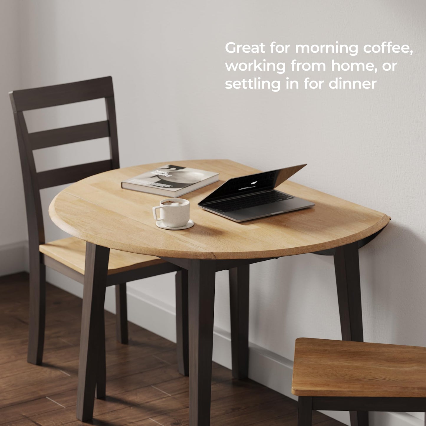 Signature Design by Ashley Gesthaven Contemporary Dining Drop Leaf Table with 4 Legs, Light Brown & Dark Brown