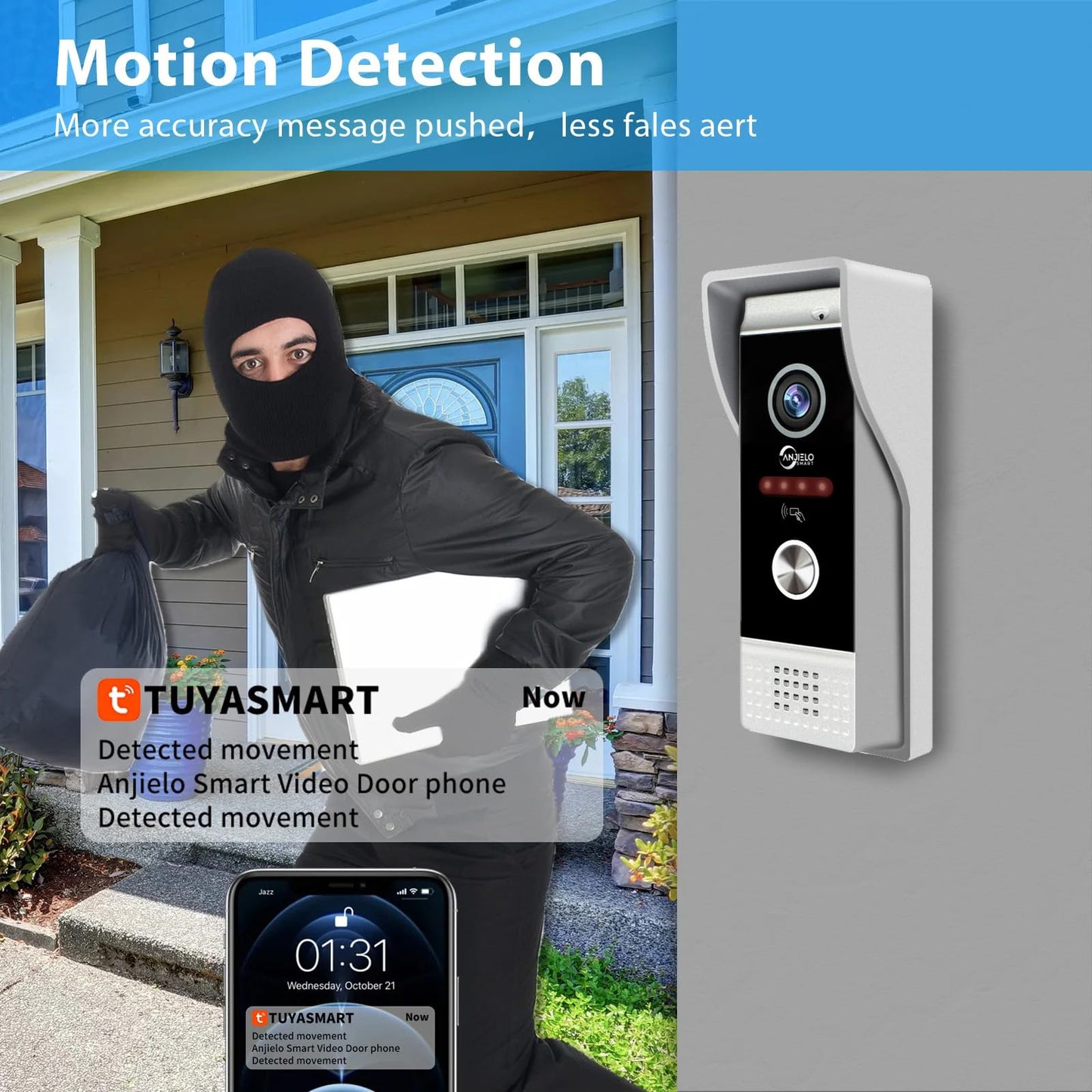 ANJIELO SMART Wired Video Intercom System,10 Inch Touch Monitor with 1080P HD Doorbell Camera,Apartment Door Phone Kit,Support Motion Detechtion RFID Card Unlocking for Home (1 doorbell + 3 Monitor)