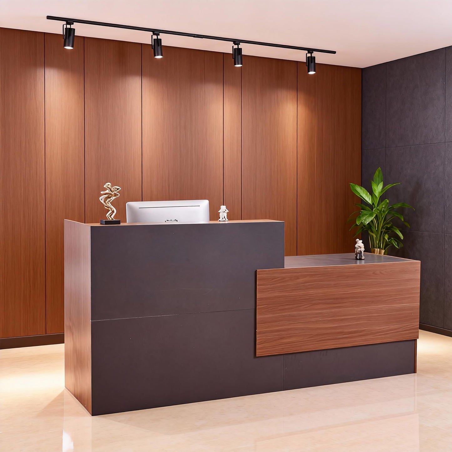 LayBurst 86.8" Large Reception Desk,Modern Checkout Counter with Lockable Drawer,Keyboard Tray and Shelves,White Receptionist Desk for Corporate and Hotel Lobbies