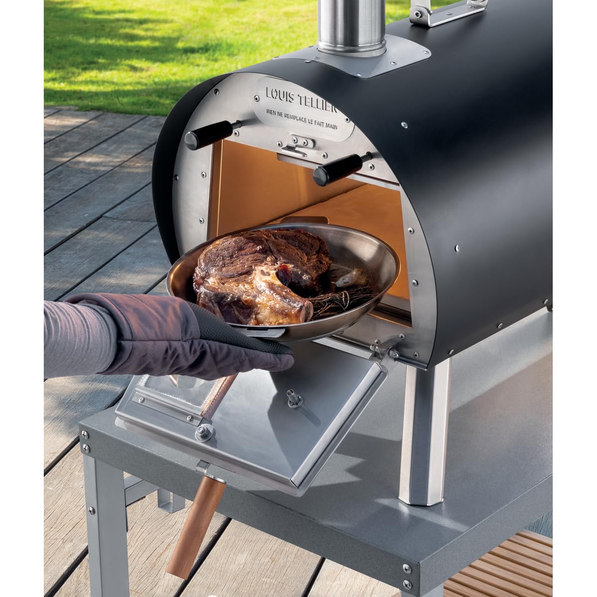 LOUIS TELLIER - MARCEL Wood Fired Outdoor Oven - Portable Oven for Camping, Picnics, and Backyard Cooking - Black