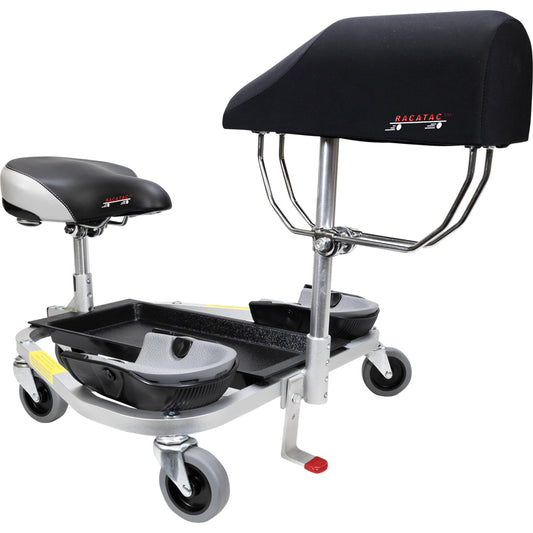 Racatac Kneeling Sitting Creeper with Chest Support and 3 Inch Casters, Rolling Knee Pads with Seat, Creeper for Flooring Installation, Assembled in USA, 01RAC3CS