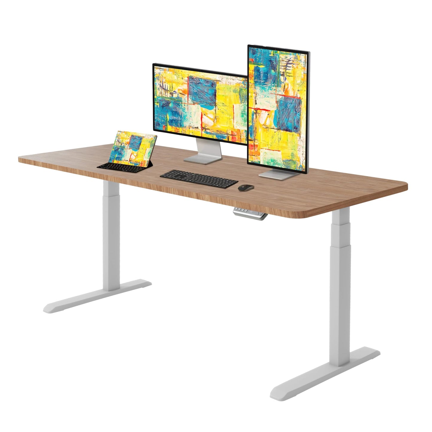 Fromann Dual Motor Standing Desk Frame 3 Stage Legs Electric Heavy Duty Sit Stand up Height Adjustable Desk Base for Home and Office (Grey)