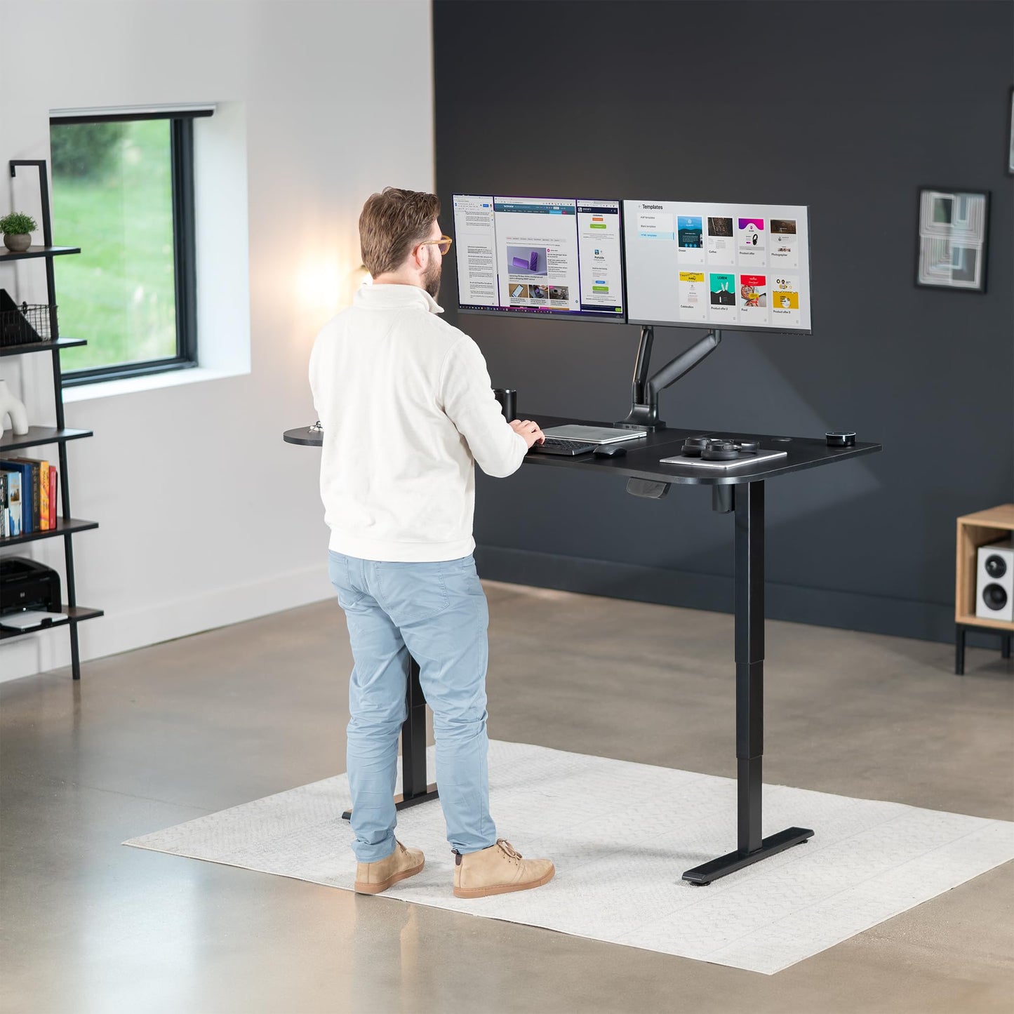 VIVO Electric 63 x 32 in Standing Desk, Touch Screen Adjustment, 220 lb Frame Support, 2E Series, Black Top Black Frame, DESK-KIT-2E1B