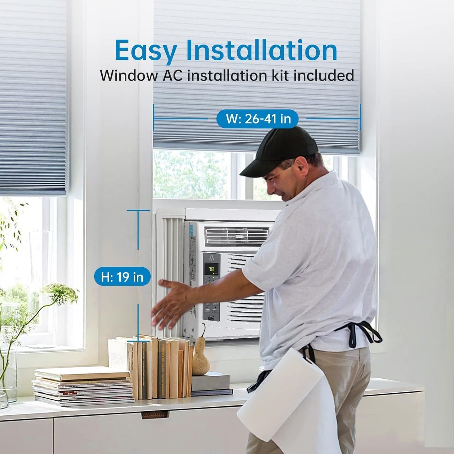 Garvee 6,000 Btu Window Air Conditioner, WiFi & App Control, Ultra Quiet, Enabled Saddle Window AC Unit Cools Up to 300 Sq. ft, Cooling, Dehumidifier, Flexible for Home/Office