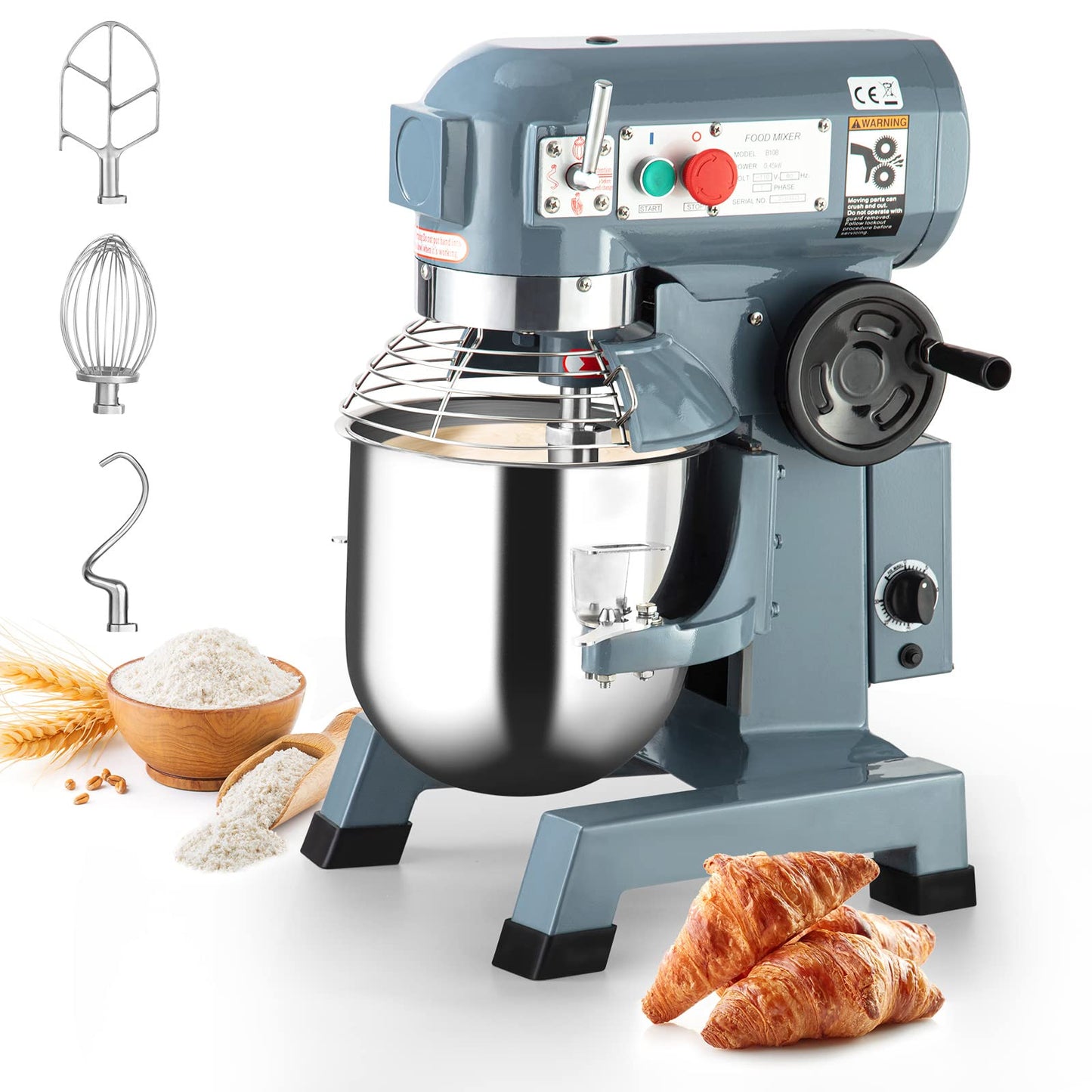 Towallmark 15QT 600W Commercial Food Mixer, 3 Speeds Adjustable, Stainless Steel Bowl Stand Mixer With Safety Guard, Premium for Bakeries Restaurants Pizzerias