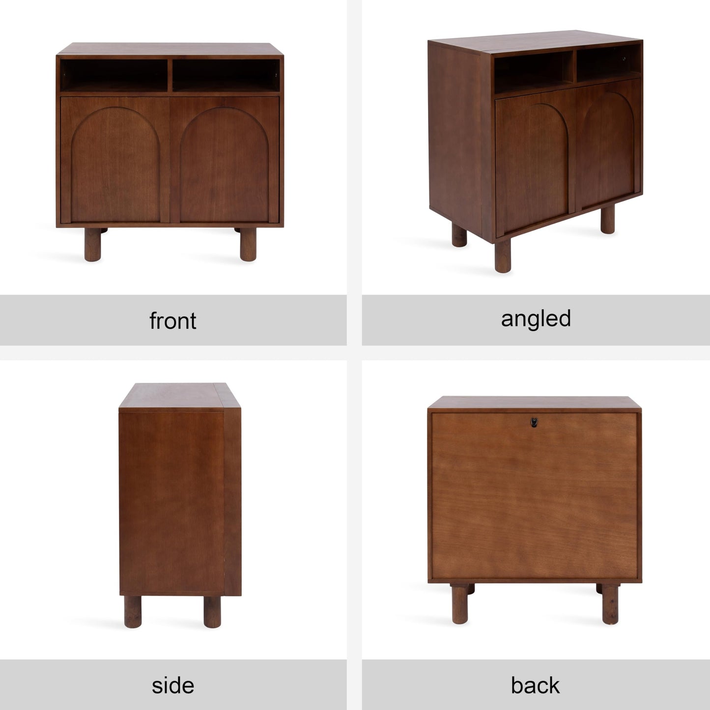 Kate and Laurel Cabernel Modern Two-Door Mango Wood Floor Storage Cabinet, 30 x 15 x 30, Walnut Brown, Living Room TV Stand with Arches for Use as Sideboard Buffet Cabinet or Bar Storage Buffet