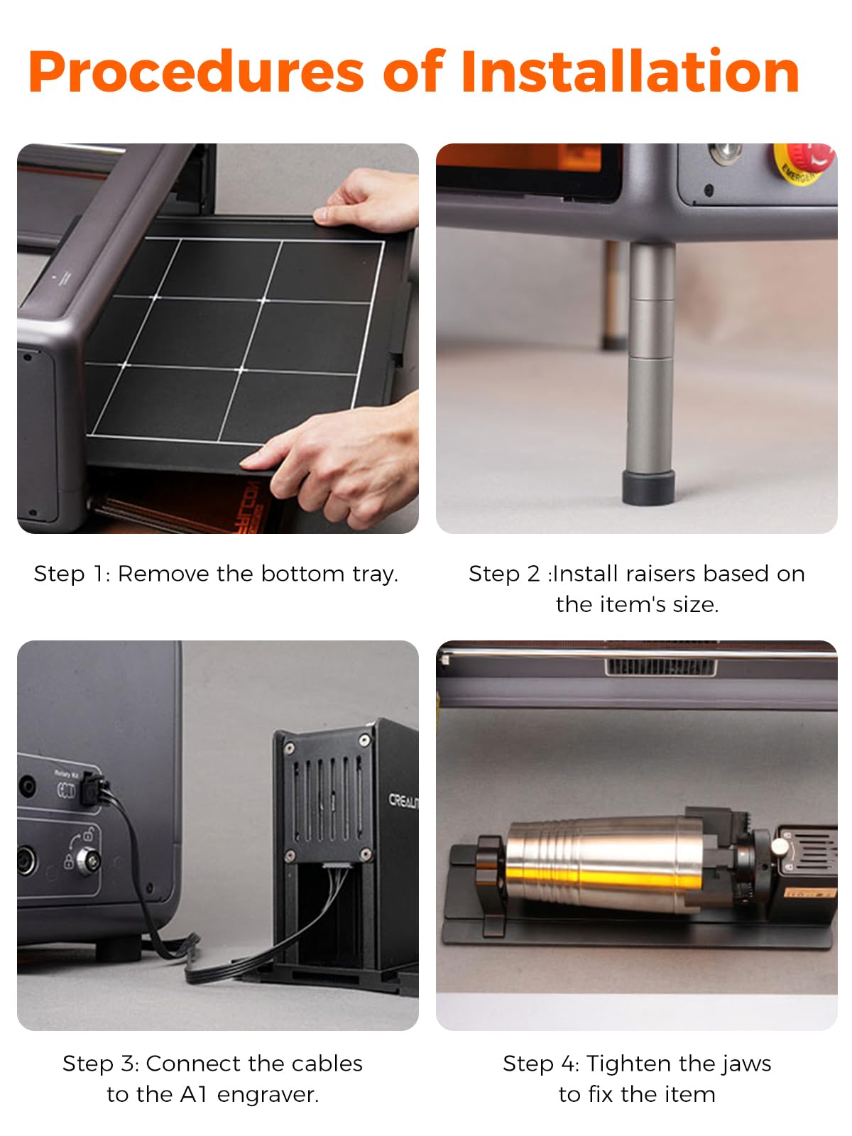 Creality Rotary Roller Kit with Risers for Falcon A1 Laser Engraver, Engraving Accessories for Engraving Cylindrical Objects, Wine Glass, Baseball Bat, Ring