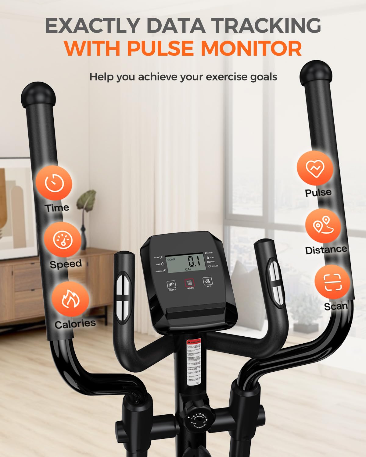 pooboo Elliptical Exercise Machine,Elliptical Machine for Home with Hyper-Quiet Magnetic Driving System&LCD Monitor, Elliptical Trainers with 15.5-17IN Stride,16 Resistance Levels