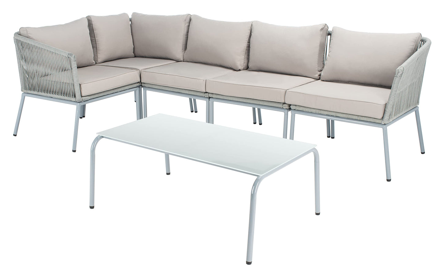 SAFAVIEH Outdoor Collection Remsin Grey/Grey Wicker Conversation Patio Set