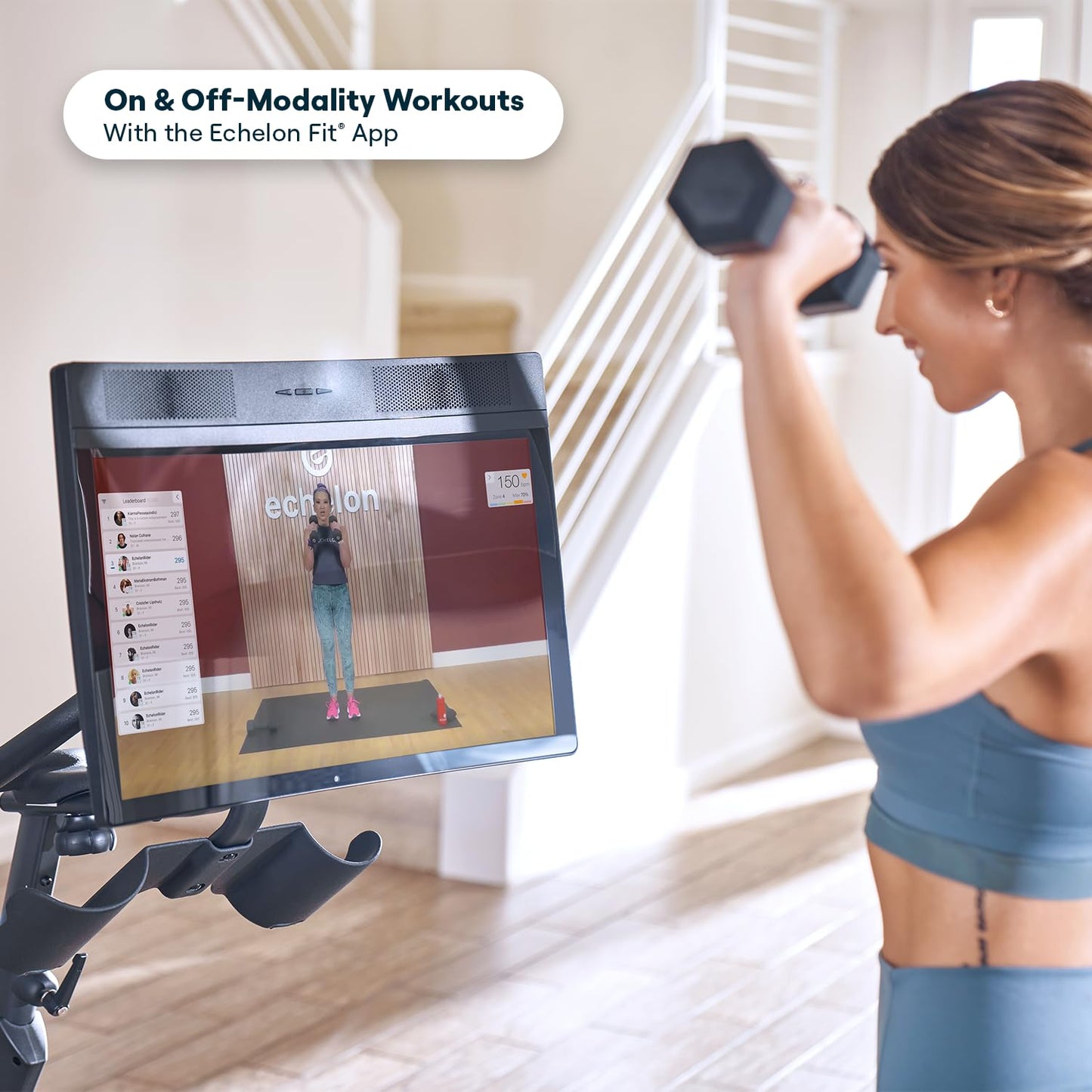 Echelon Connect EX-8s Smart Exercise Bike with 24 Inch HD Touchscreen, LED Flywheel, Bluetooth, 32 Resistance Levels, SPD Pedals, USB Port, Dumbbell Holders & Free 30-Day Echelon Fit App Membership