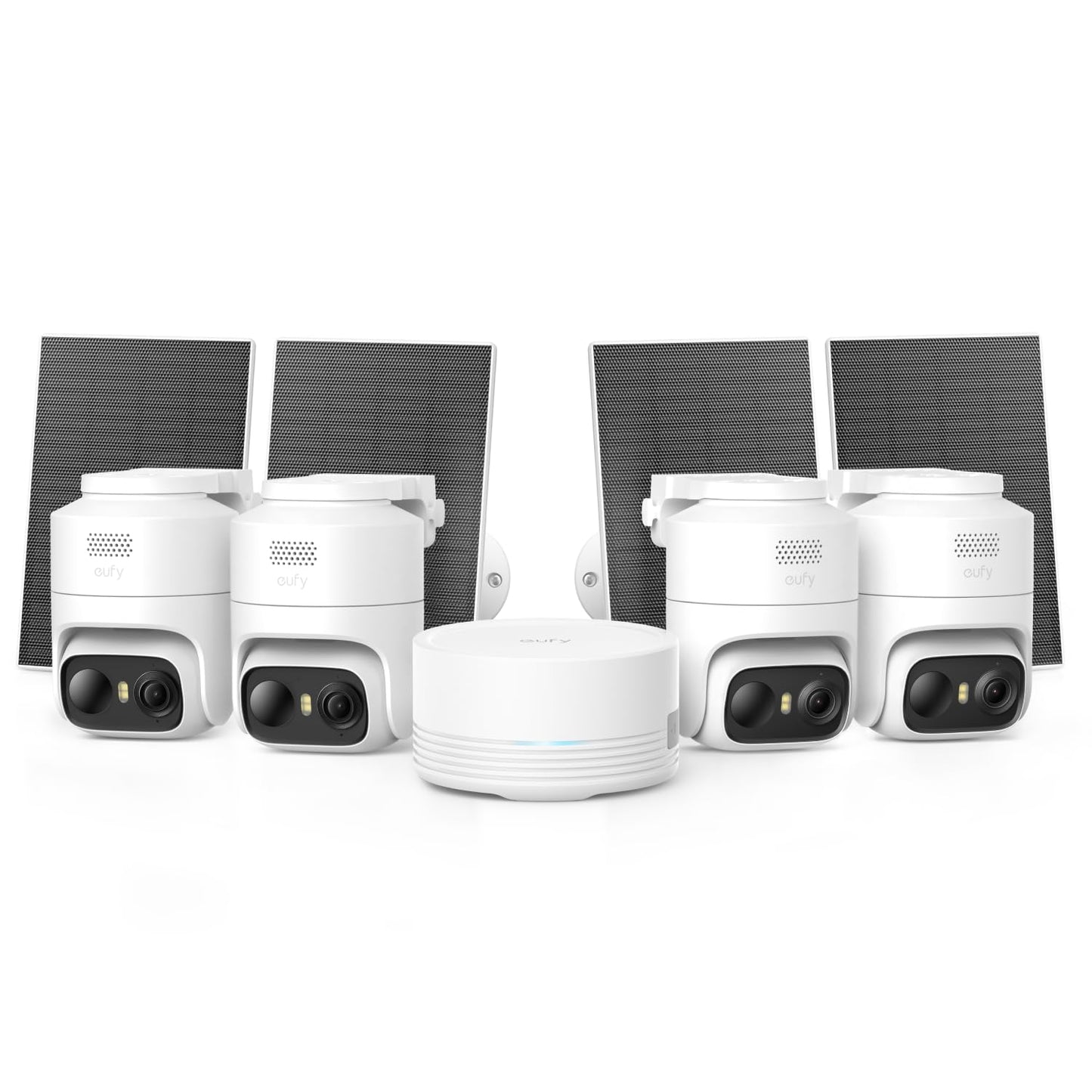 eufy Security eufyCam C37 4-Cam Kit, 360° Pan and Tilt Auto Tracking, Security Cameras Wireless Outdoor, 2K Solar Powered, Human/Vehicle/Pet/Face AI Detection, No Monthly Fee, Built-in Local Storage