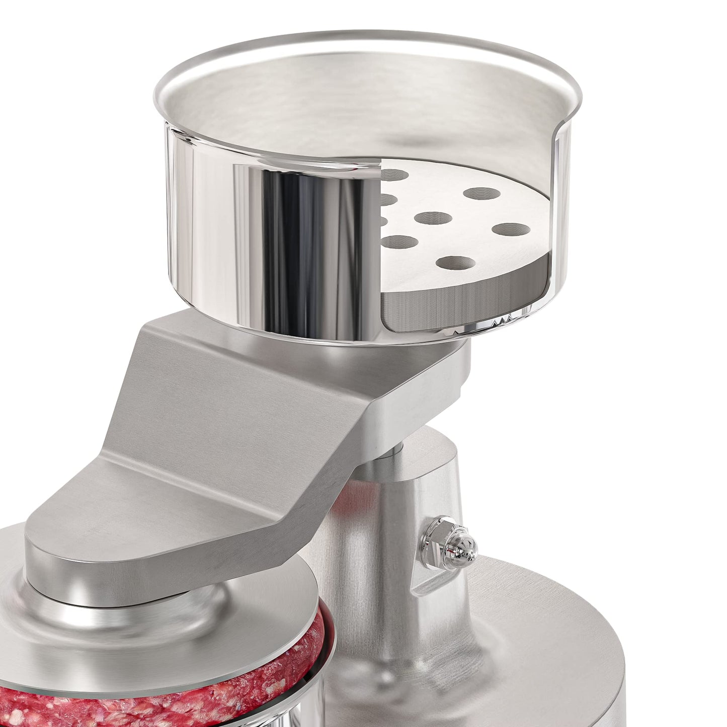 KoolMore Burger Press Patty Maker for 4” Hamburgers, Stainless-Steel Manual Forming Machine for Personal and Commercial Foods, Heavy Duty Processor, Includes Pattie Papers (CHM-4), Silver