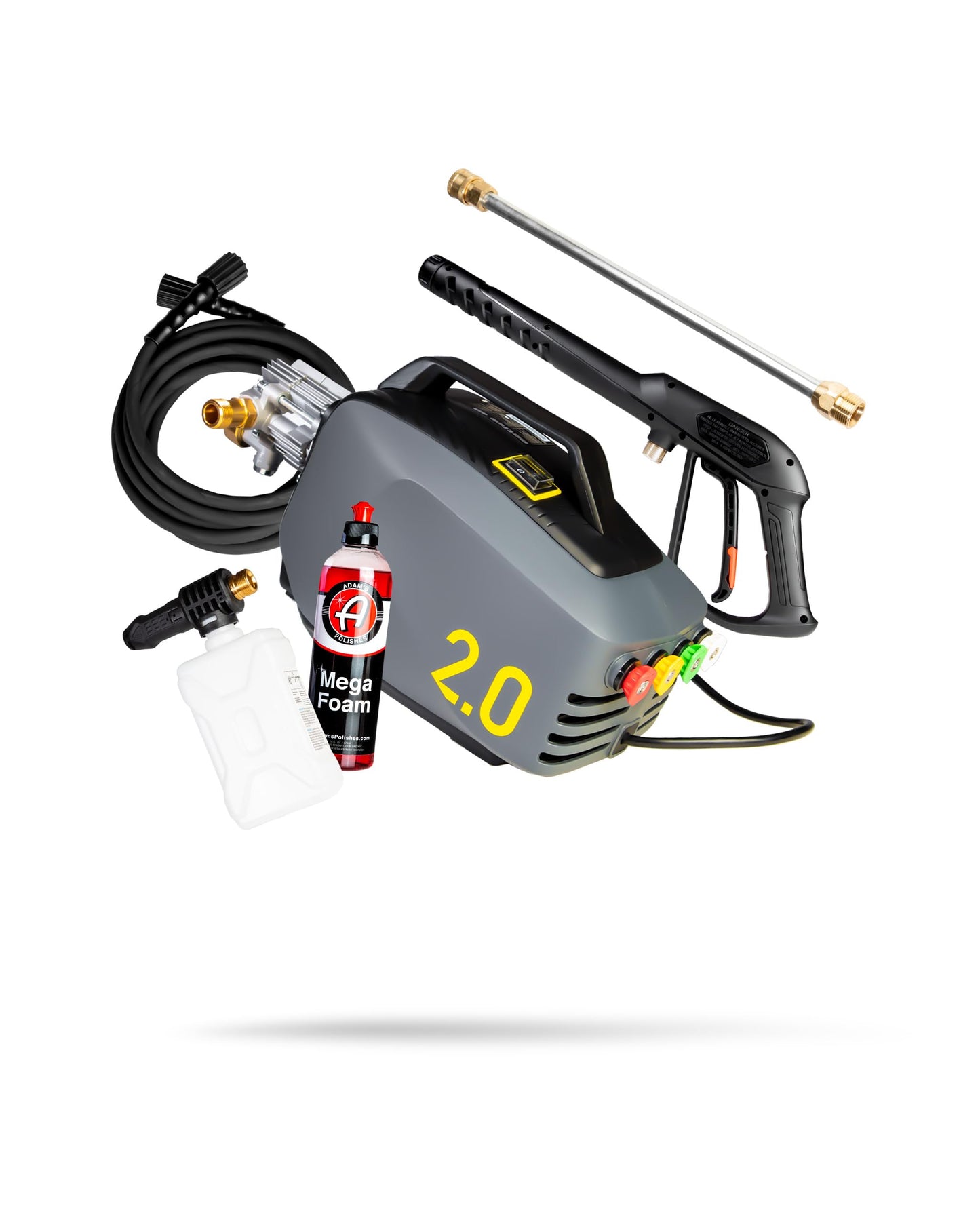 Adam's Polishes Active Pressure Washer 2.0 & Mega Foam Car Soap (5 Item) Powerful, Lightweight, Portable Electric Pressure Washer Sprayer | 1800 PSI, 2.0 GPM | for Car Home Auto Patio RV Motorcycle