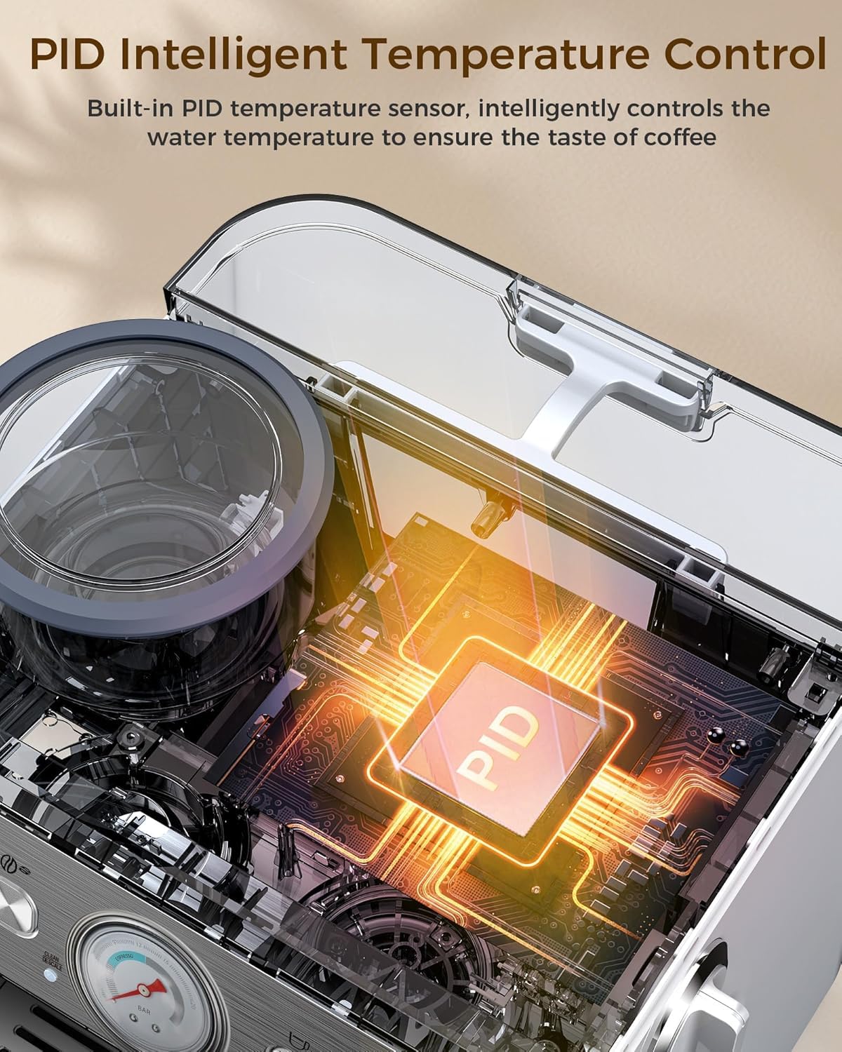 COWSAR 20 Bar Espresso Machine with Grinder & Milk Frother Steam Wand, 58mm Expresso Coffee machines, Commercial Stainless Steel Coffee Maker for Cappuccino and Latte, Perfect for Home Café