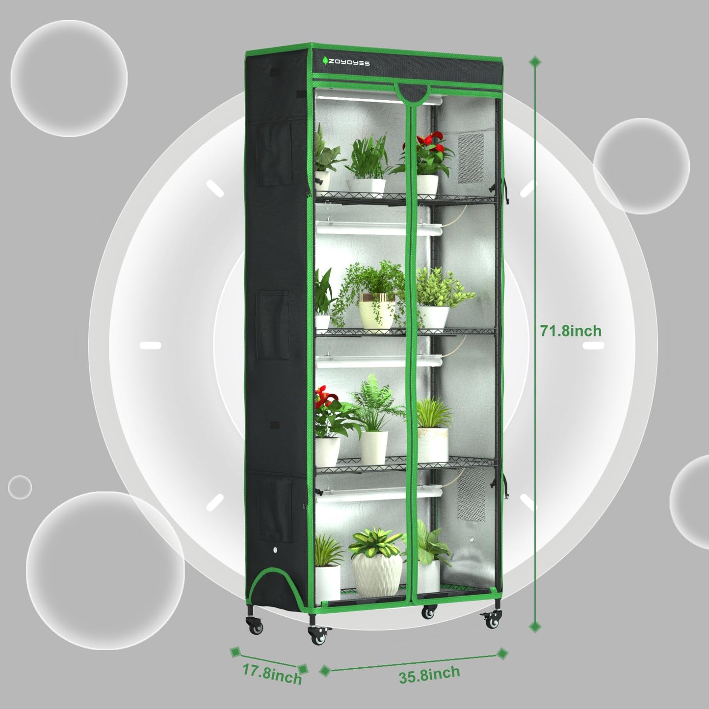 ZOYOYES Indoor Greenhouse with Grow Light, Mini Greenhouse with Cover