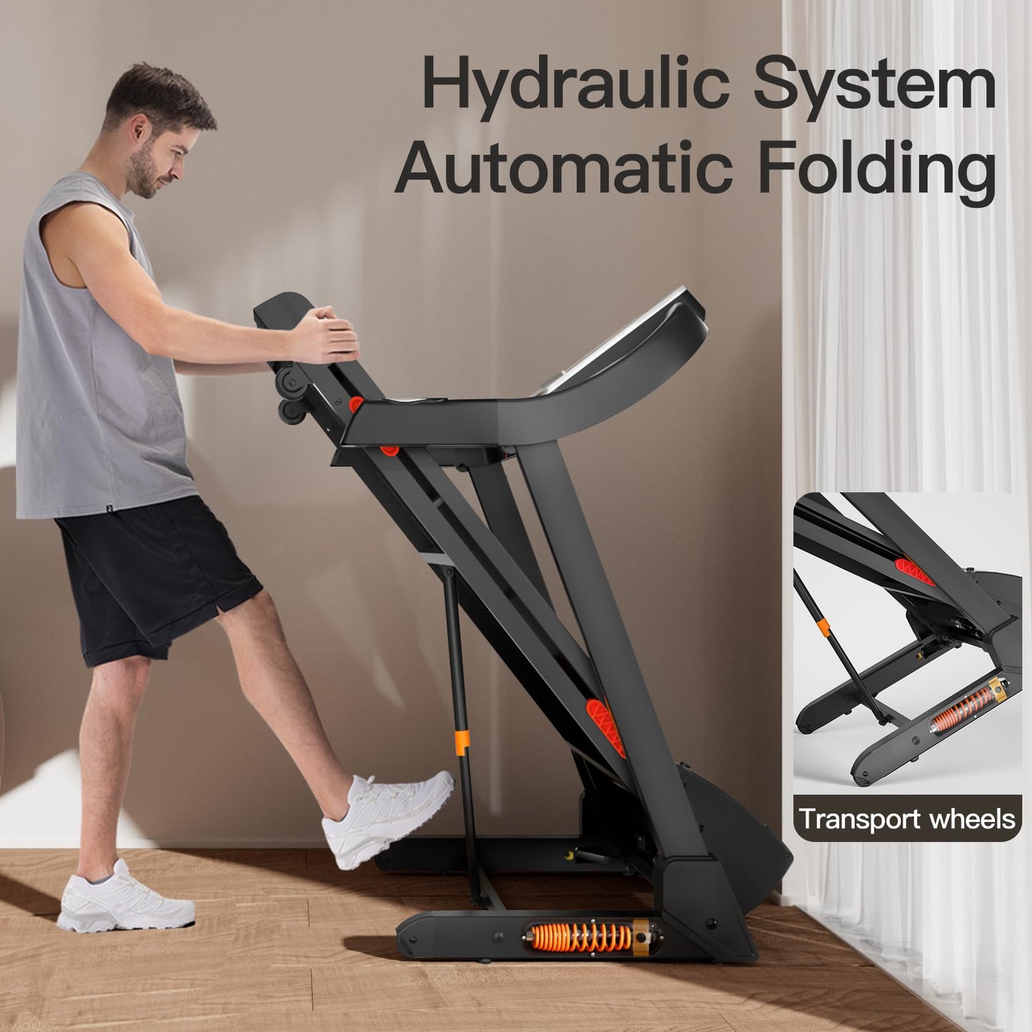 UMAY Foldable Treadmill with Auto Incline, Quiet Treadmills for Home, 12 Preset Programs, 3.0 HP, 9 MPH, 300lbs Capacity