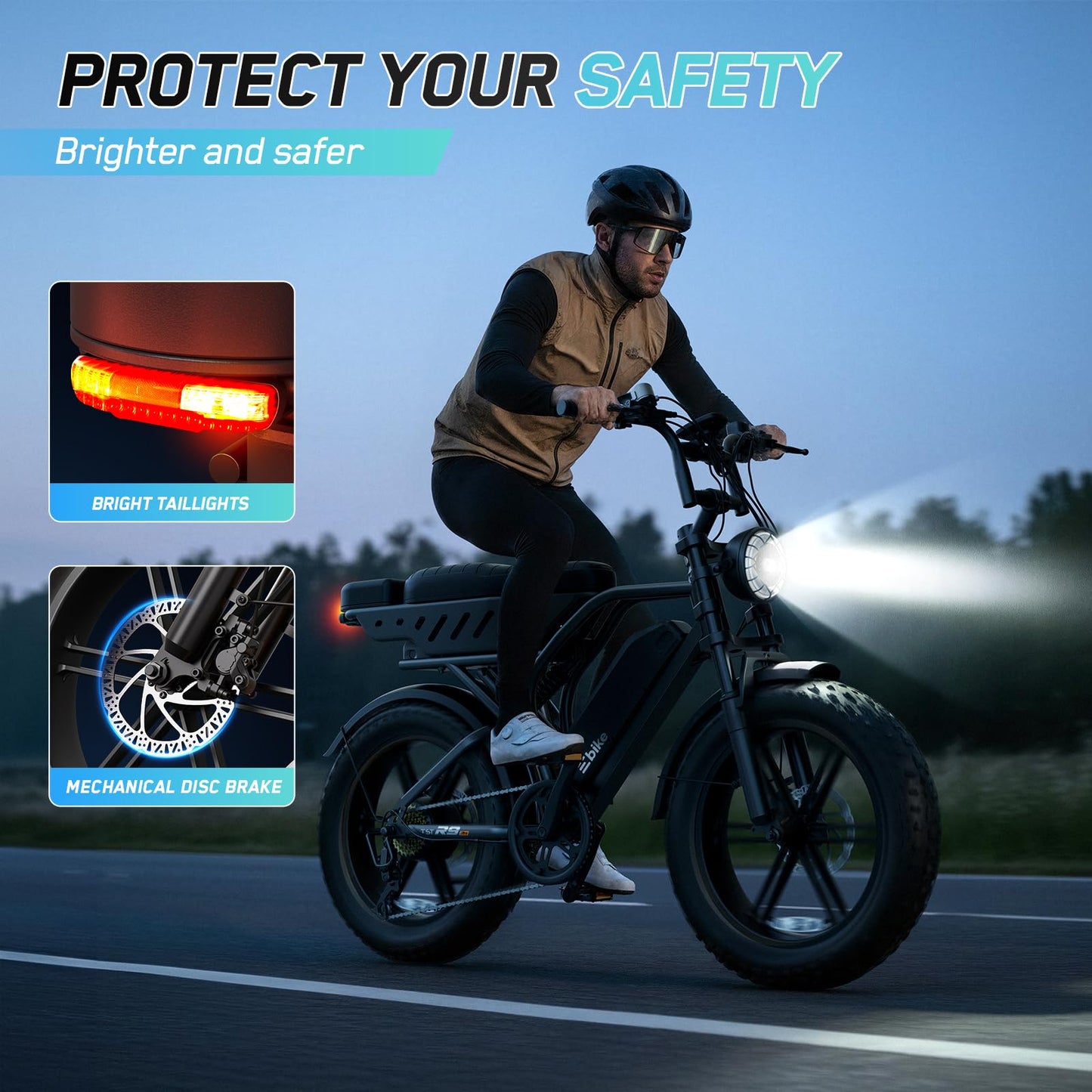 TS TST GRP LLC Electric Bike for Adults, 1500W Peak Motor Retro E Bike, Removable 48V 15Ah Battery, 20" x4.0 Fat Tire, 65Miles Range, Ebike with Suspension,for Commuting,Mountain,Off-Road, Black