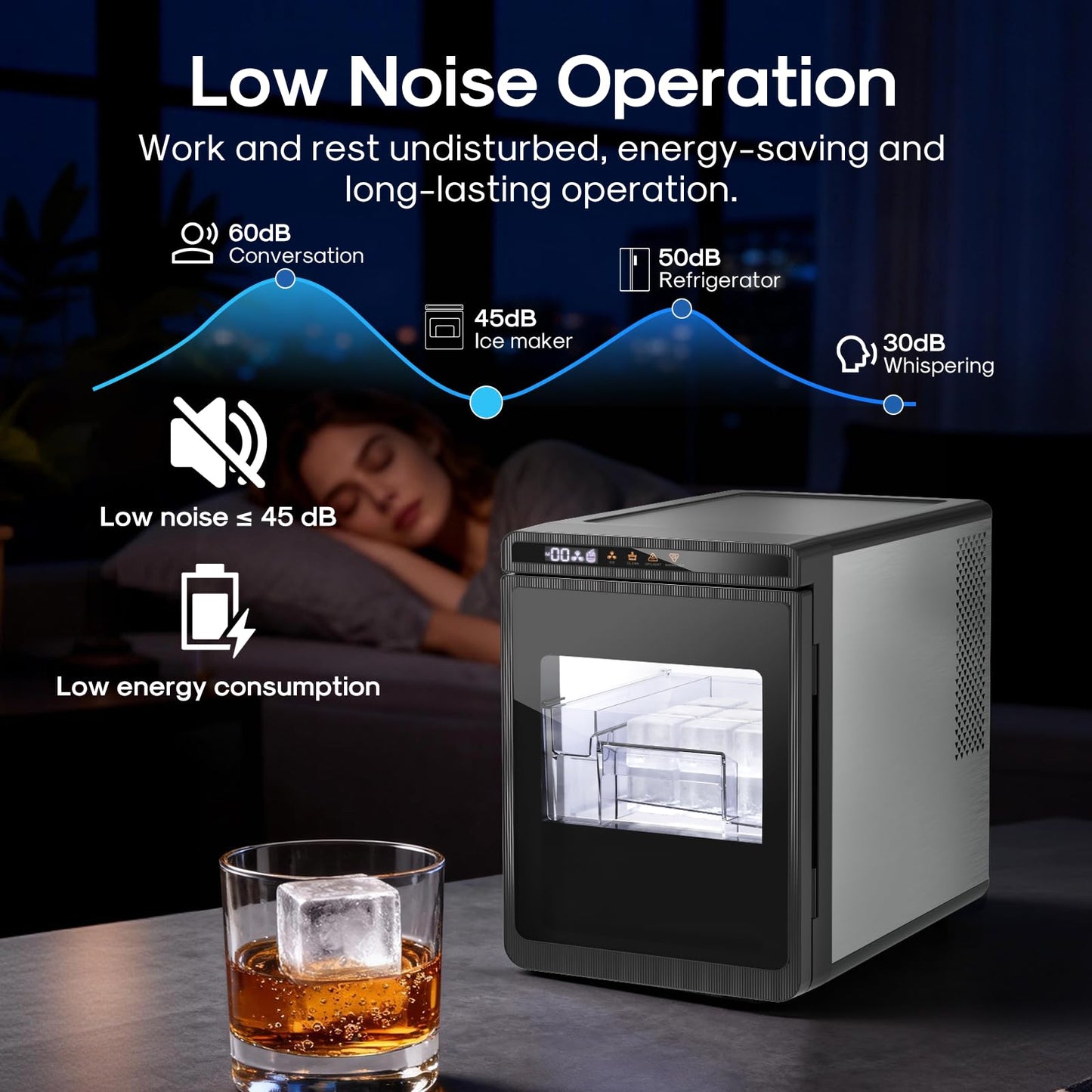 ICEPURE Clear Ice Cube Maker Portable Countertop, 3Pcs/20 Mins, 1.6" Crystal Ice Cube, 22lbs/24H, ETL Certification, Self-Cleaning, 24 Timer, Compact Ice Cube Machine for Whiskey, Cocktails, Bourbon