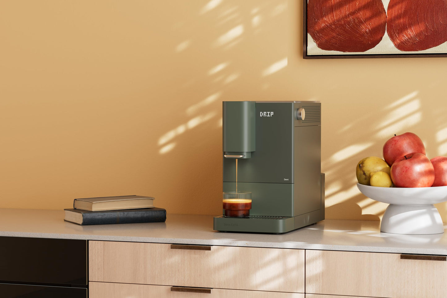 Terra Kaffe Demi Compact Fully Automatic Espresso Machine - Roaster-Approved Espresso Settings - Barista-Level Quality with Built-In Grinder - Coffee Machine - Forest
