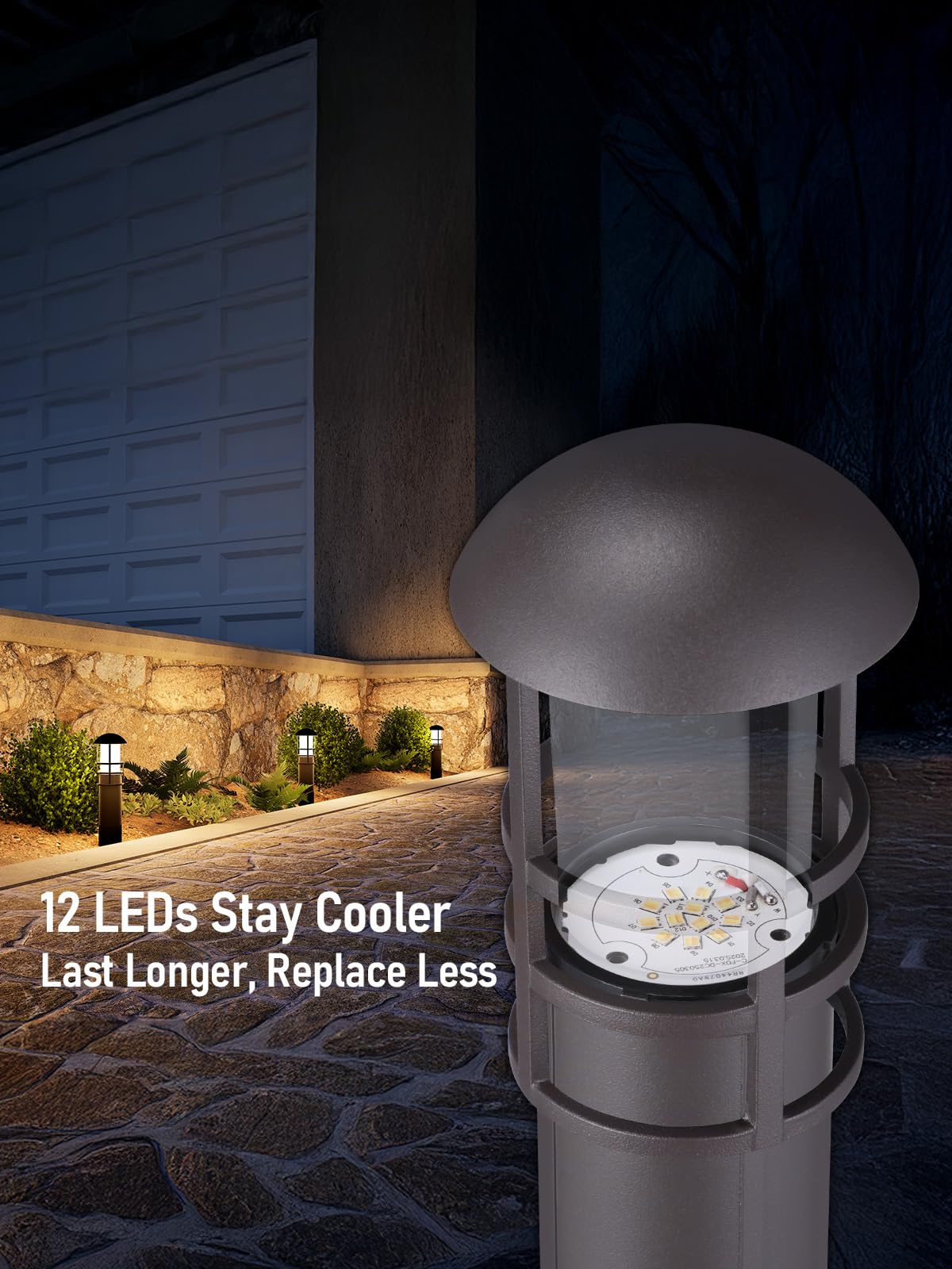 LEONLITE Landscape Pathway Lights, 3W Low Voltage, IP65, Aluminum, 5CCT, Model A-90883, Pack of 6