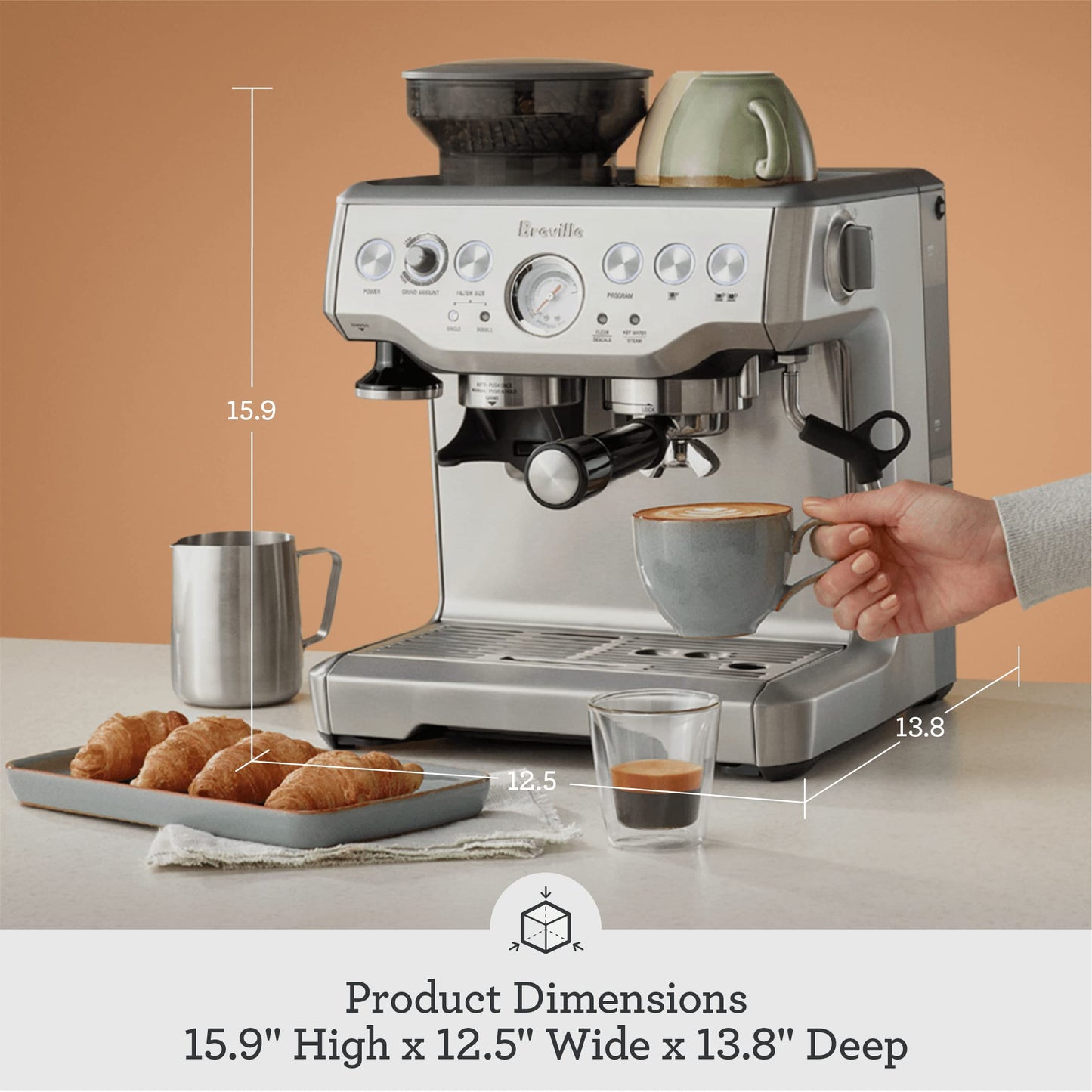 Breville Barista Express Espresso Machine BES870BSXL, Black Sesame
