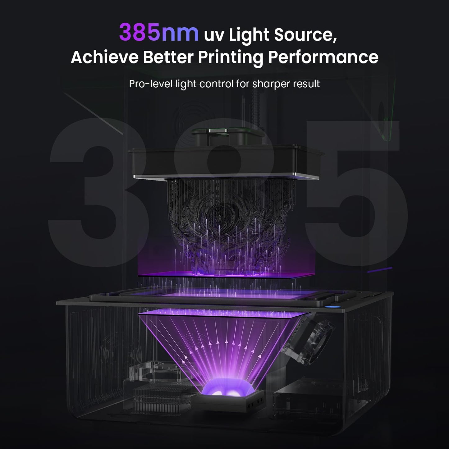 Uniformation GK3 Pro Resin 3D Printer 16K High-Transparency LCD 385nm COB Light Source, High Detail Resin Printer Smart Auto Heating, APP Easy Printing, Auto-Feed, 8.3x4.7x9.5inches Large Build Volume