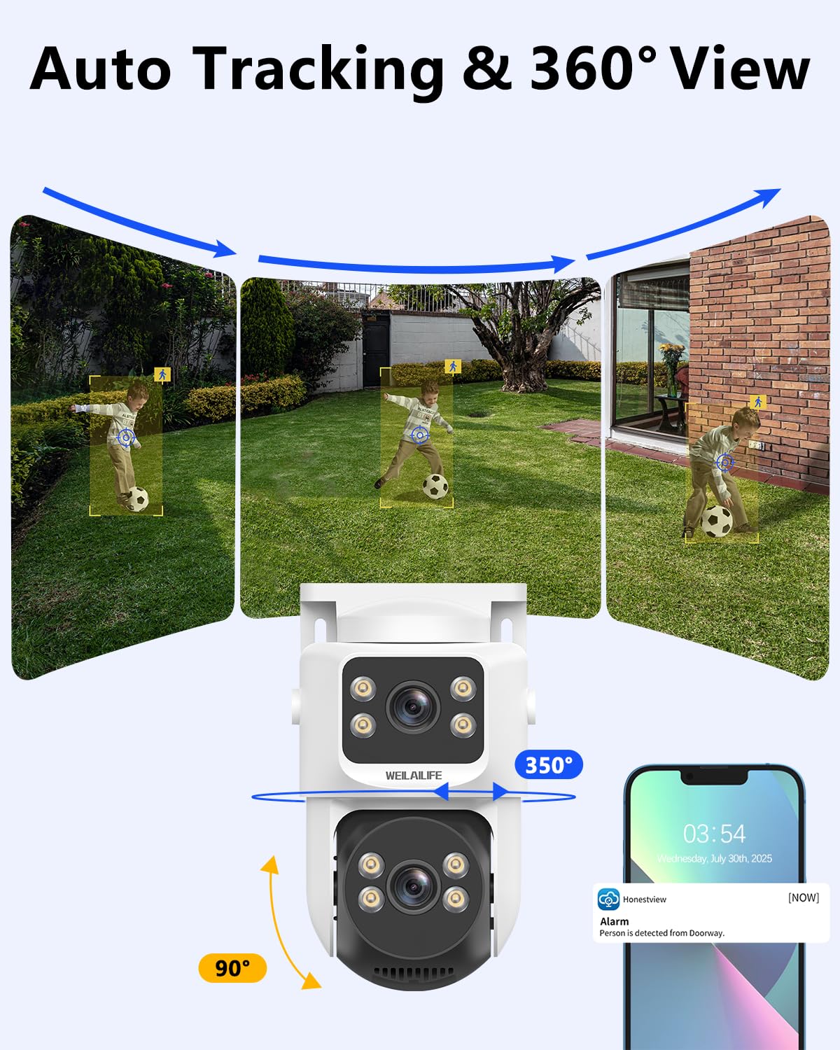 【2-Way Audio & Auto Tracking】 4K 8MP Wired Security Camera System, Outdoor POE PTZ IP Cameras, Home Video Surveillance Camera Systems