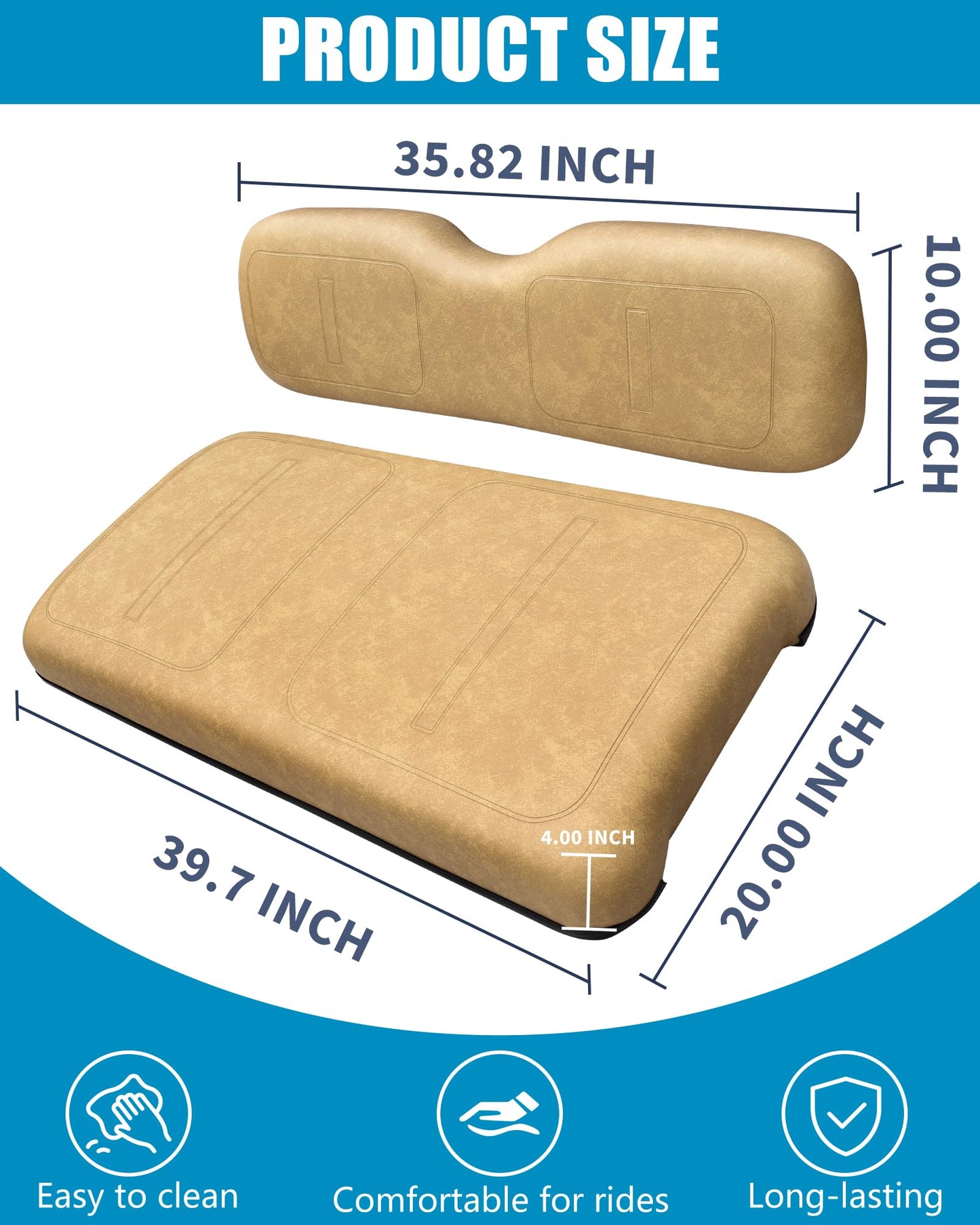 Shu-Ran Golf Cart Front Seat Replacement for EZGO TXT/Medalist 1994-2013,Golf Cart Front Seat Bottom and Back Rest Cushion Assembly Kit,Tan